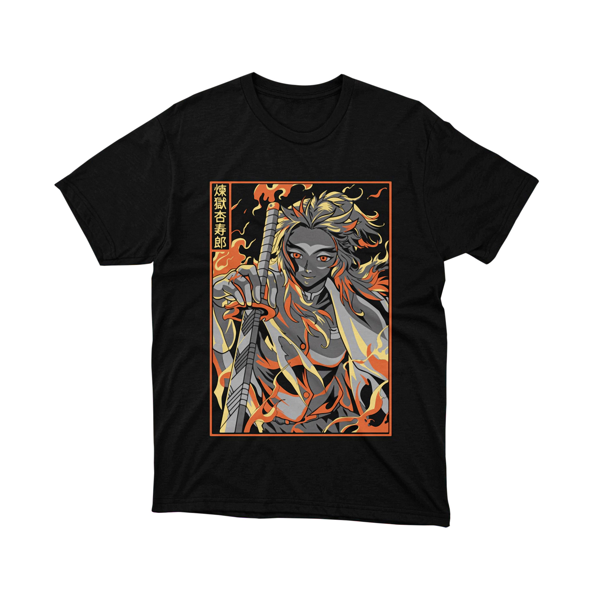 Rengoku Kyojuro Sword Flame Demon Slayer Anime T Shirt Japanese Art