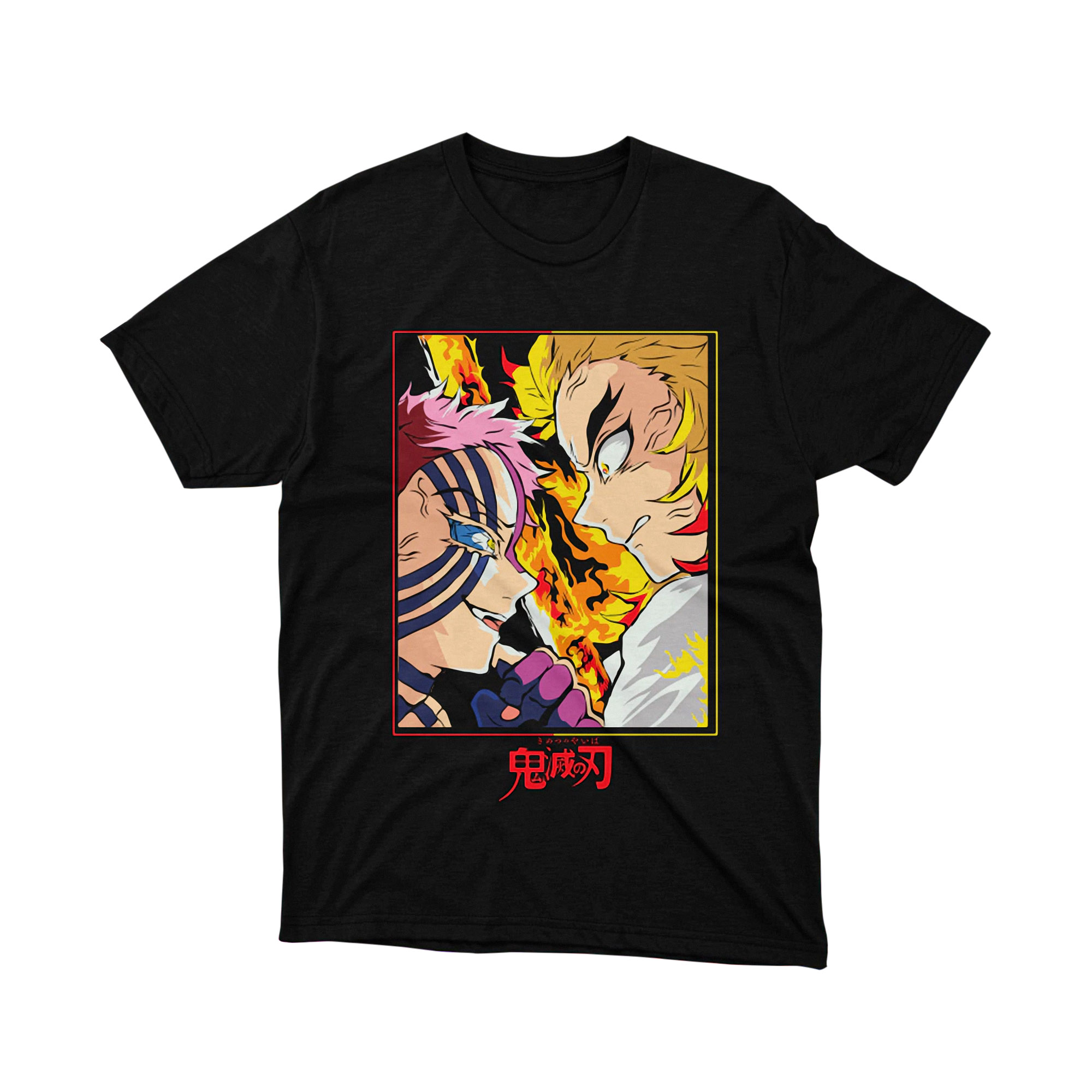 Rengoku vs Akaza Epic Battle Demon Slayer Anime T Shirt Otaku Manga Scene