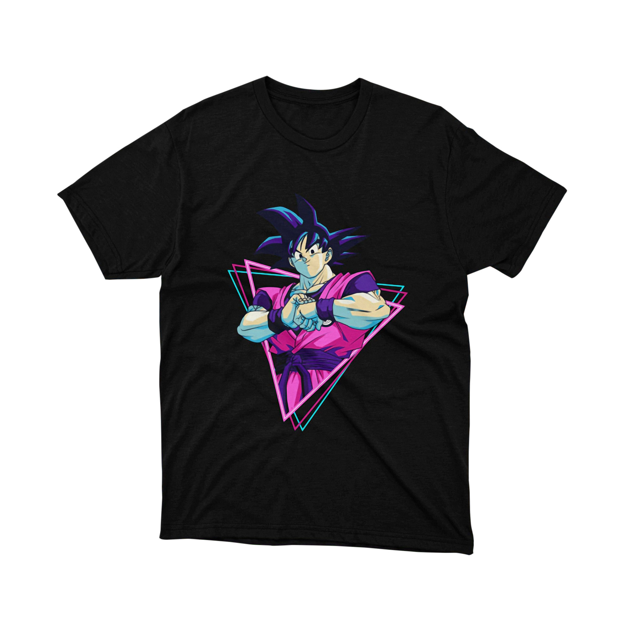 Retro Neon Goku Tee Unisex Anime Graphic Shirt Dragon Ball Inspired Japanese Manga Style 80s Vaporwave Gift for Fans