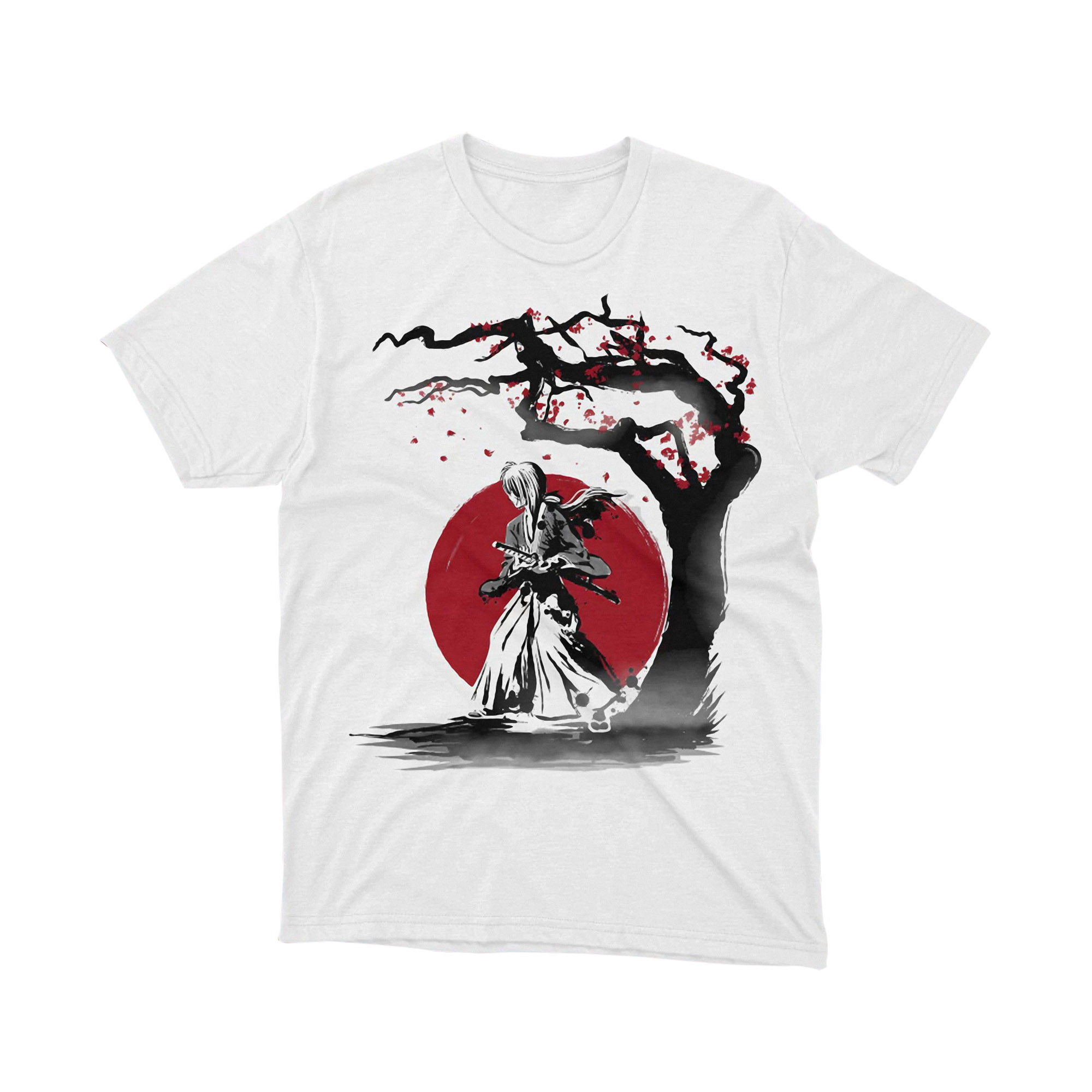 Rurouni Kenshin T Shirt, Samurai X Watercolor Art Tee, Japanese Sunset Samurai Graphic Shirt for Men and Women, Anime Gift Idea