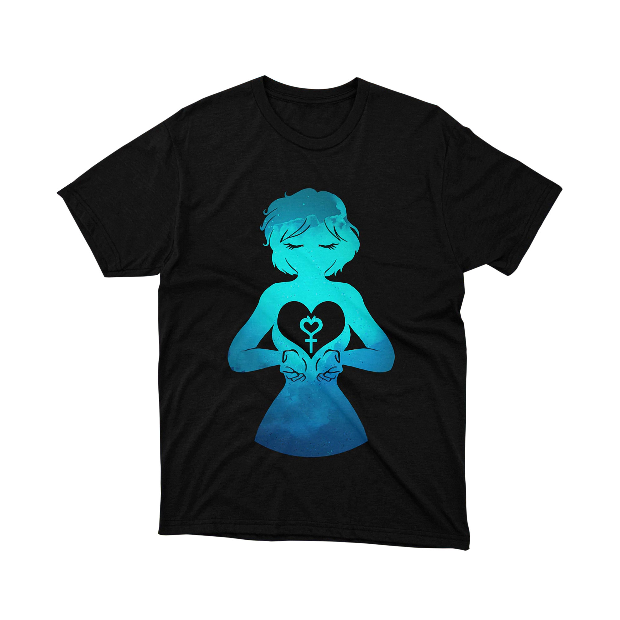 Sailor Mercury Blue Minimalist Heart Symbol Anime Silhouette T Shirt