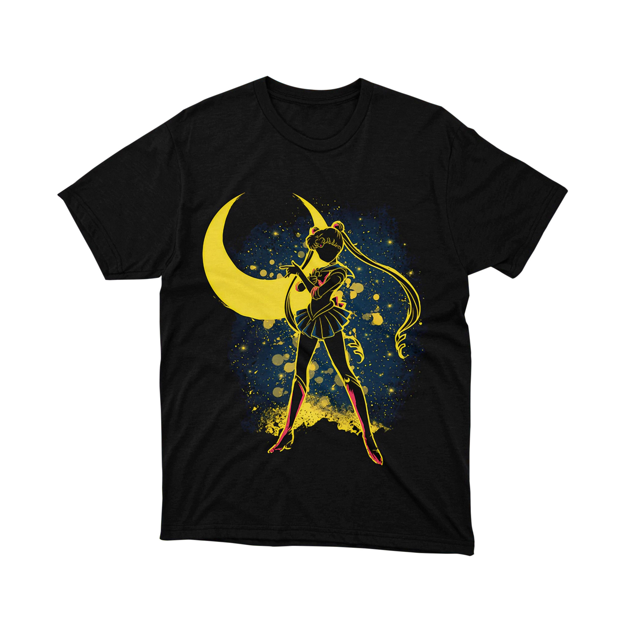 Sailor Moon Crescent Yellow Moon Anime Silhouette Night Sky T Shirt