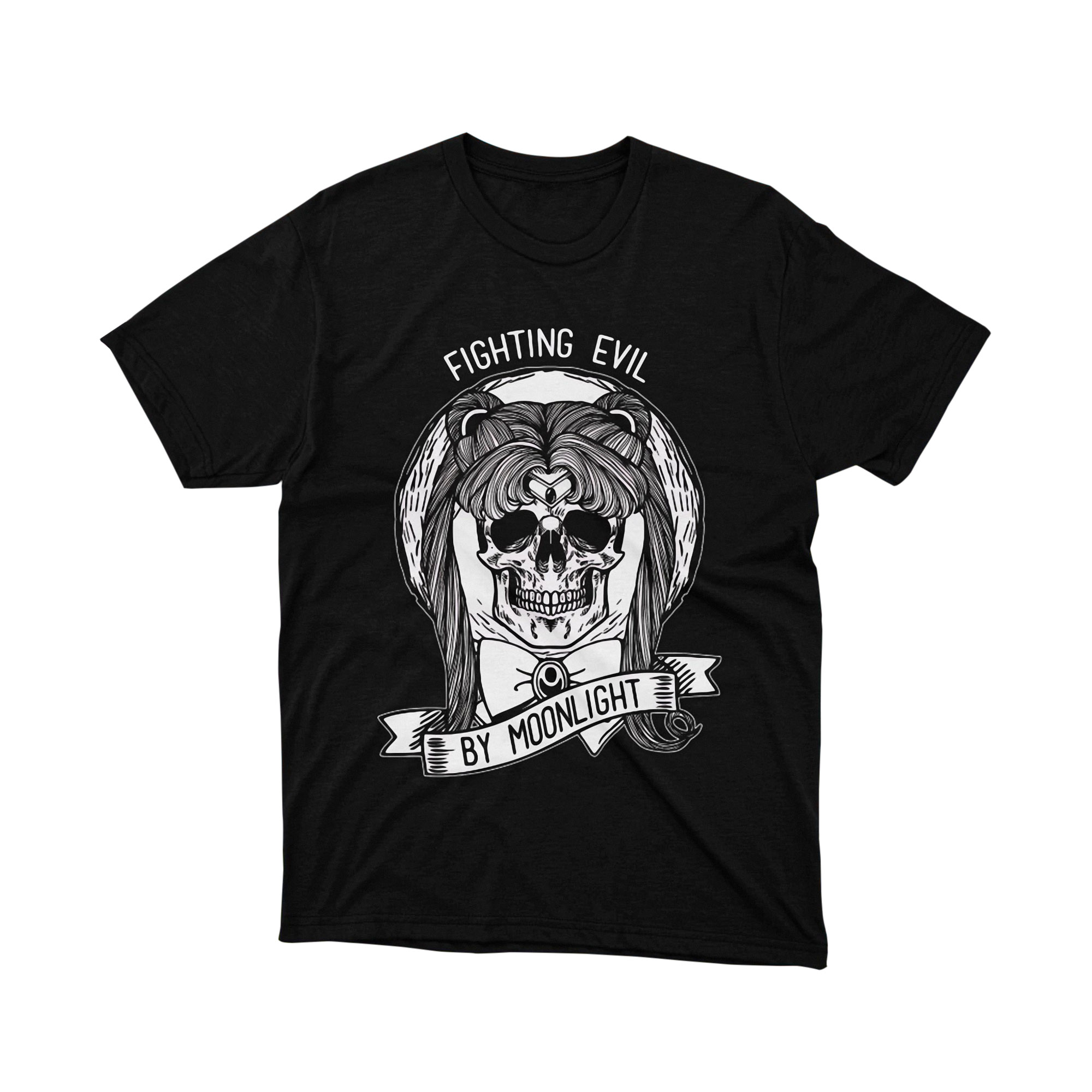Sailor Moon Fighting Evil By Moonlight Skull T Shirt