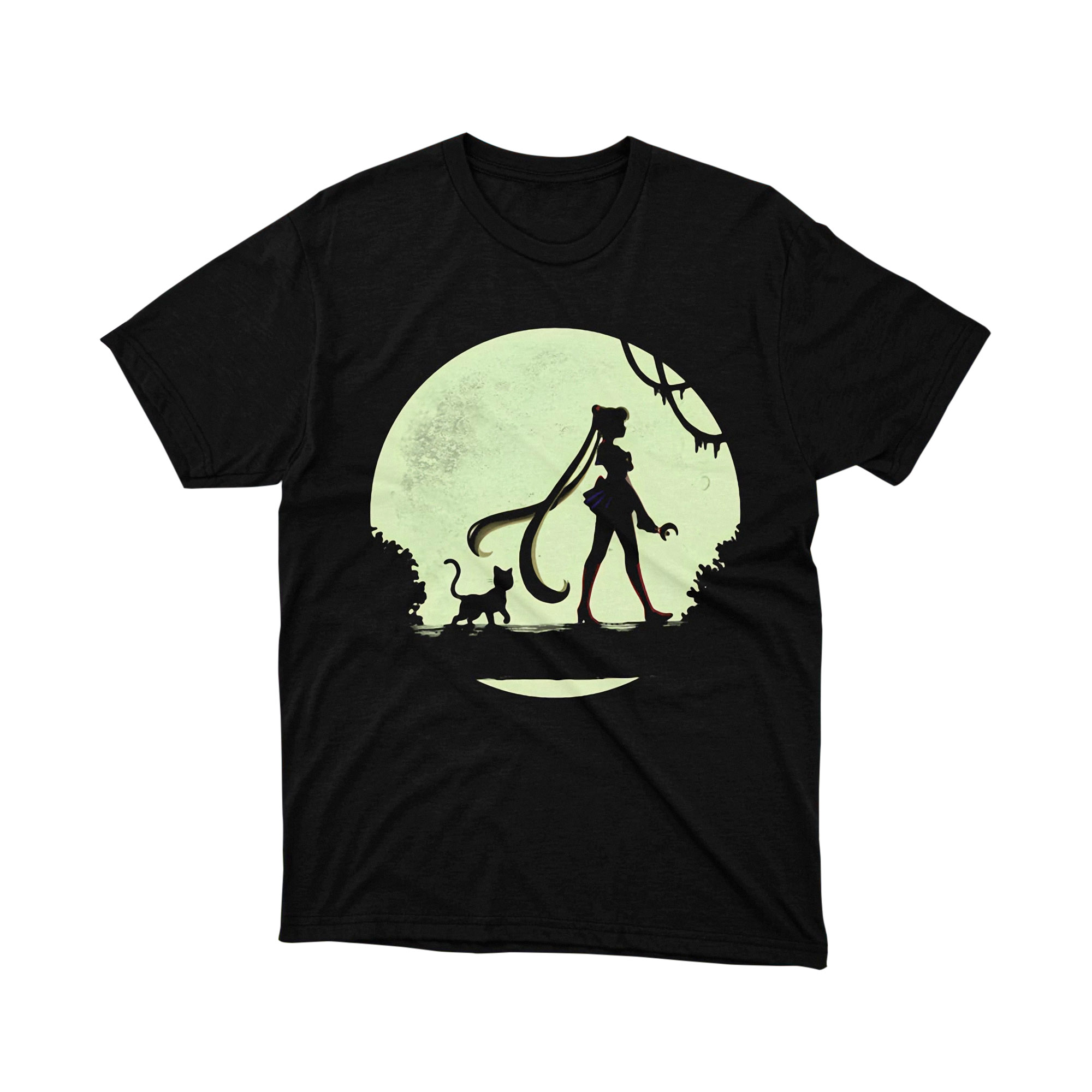 Sailor Moon Luna Cat Silhouette Moonlight T Shirt