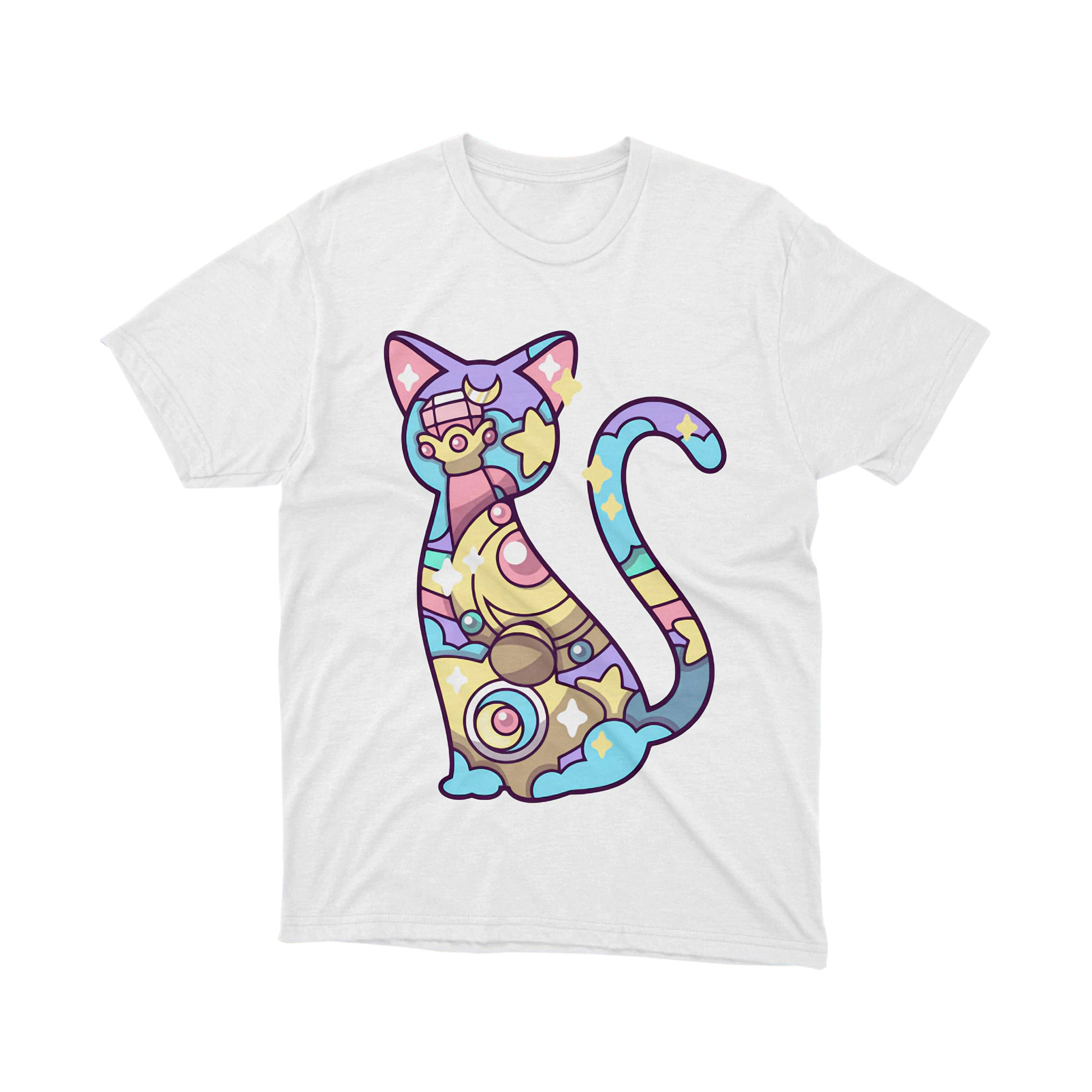 Sailor Moon Luna Cat Stained Glass Neon T Shirt