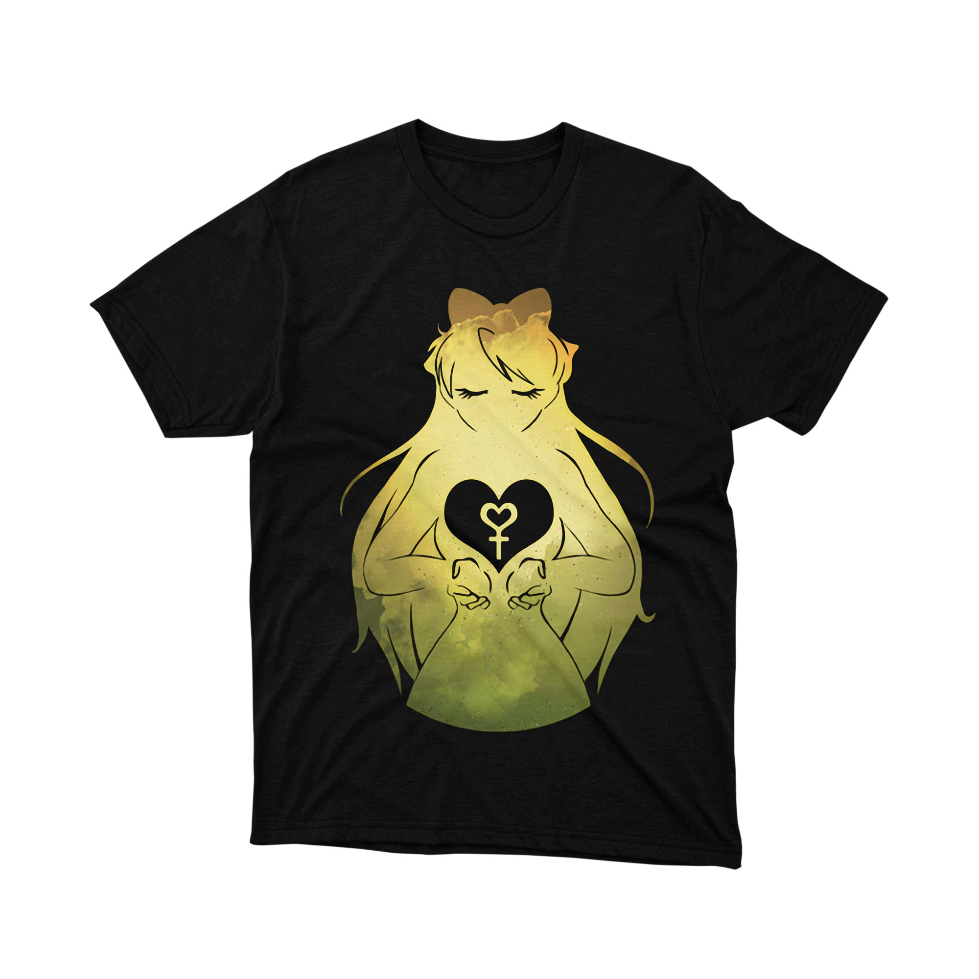 Sailor Venus Yellow Heart Minimalist Silhouette Anime Girl T Shirt