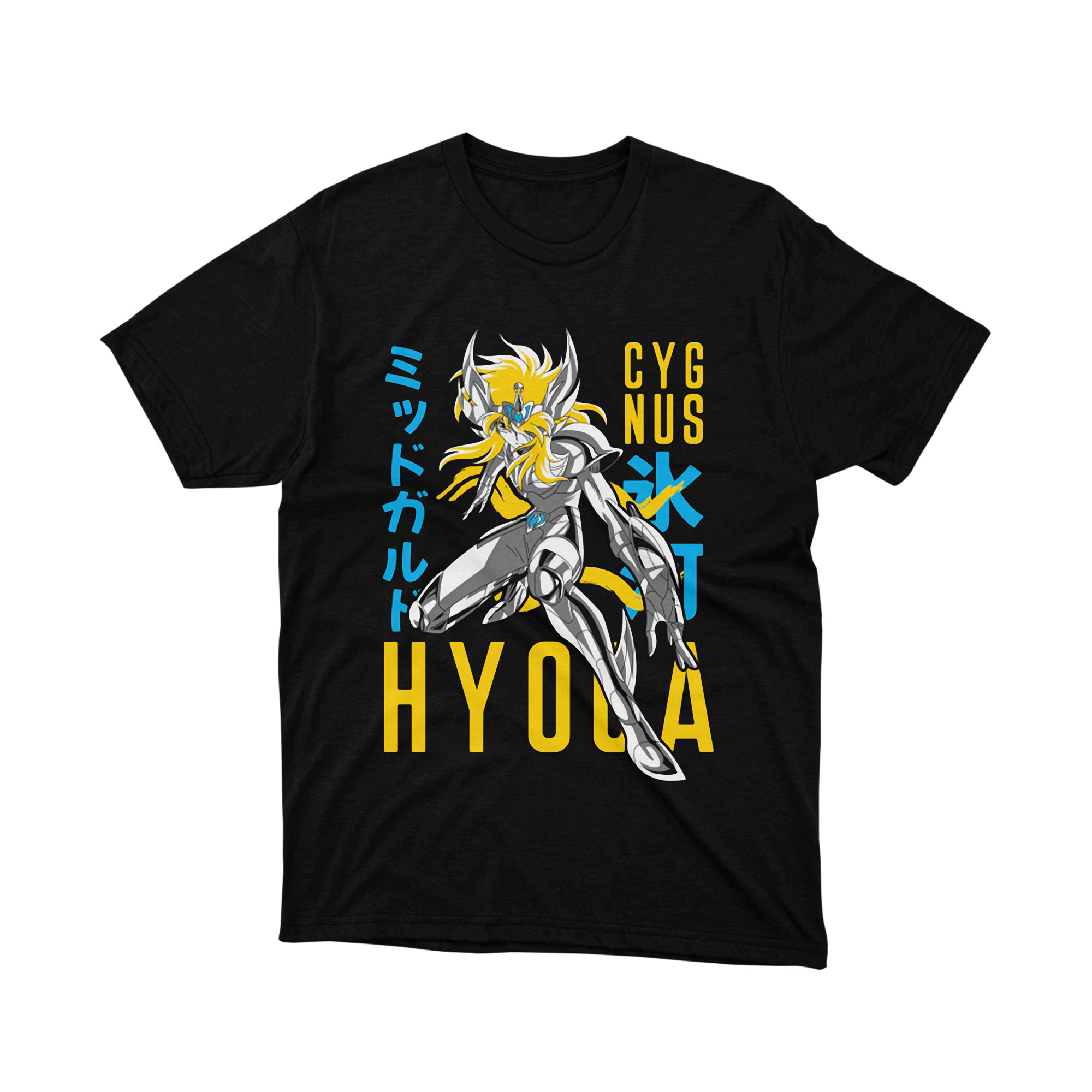 Saint Seiya Cygnus Hyoga Anime Manga Tee Ice Warrior Silver Blue Armor Design