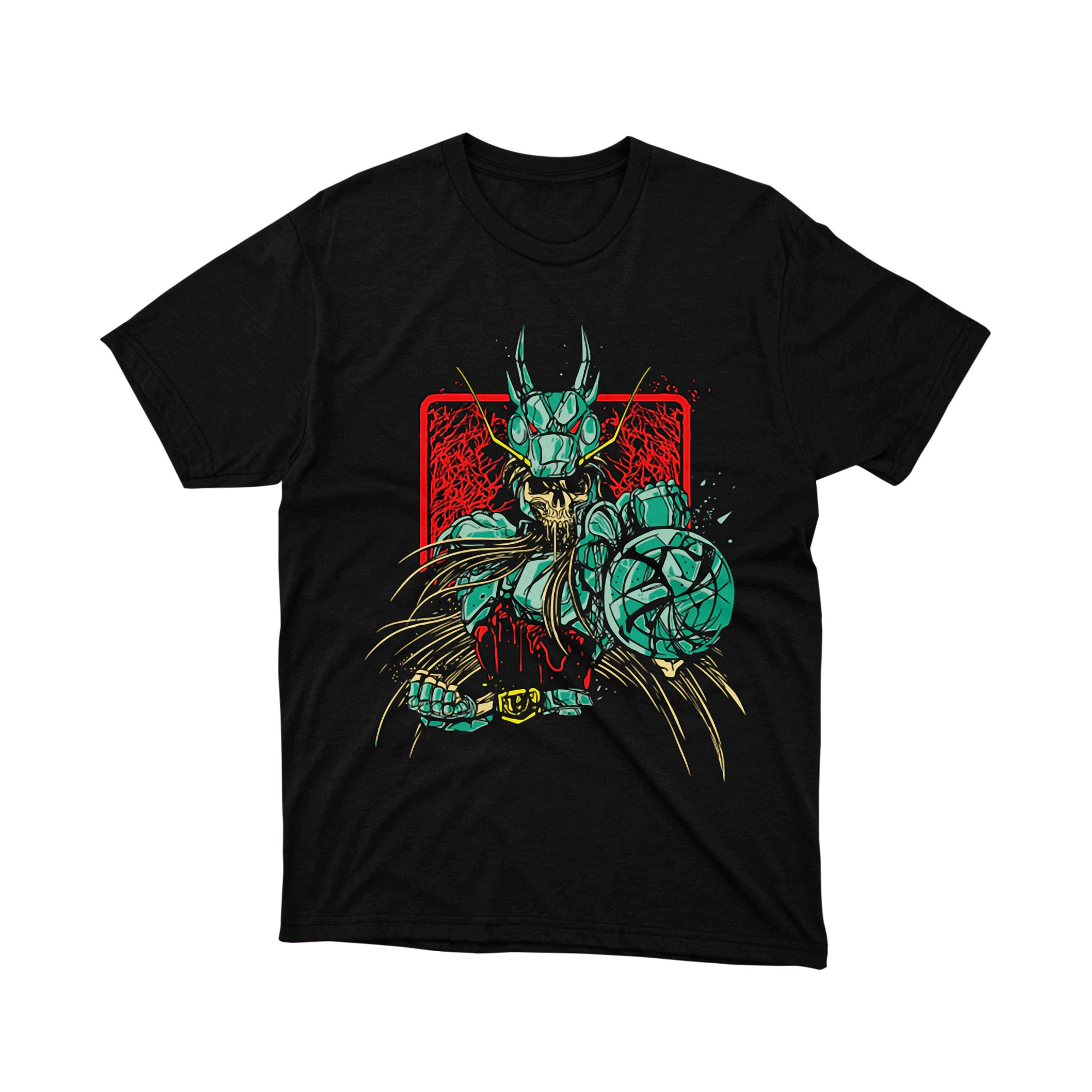 Saint Seiya Dragon Shiryu Skeleton Green Armor Manga Anime Monster Warrior Tee