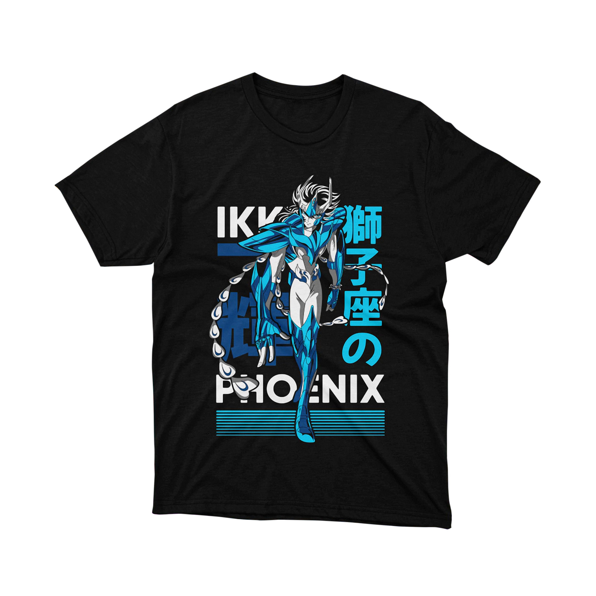Saint Seiya Ikki Phoenix Blue Armor Anime Manga Tee Mythical Warrior Japanese Design