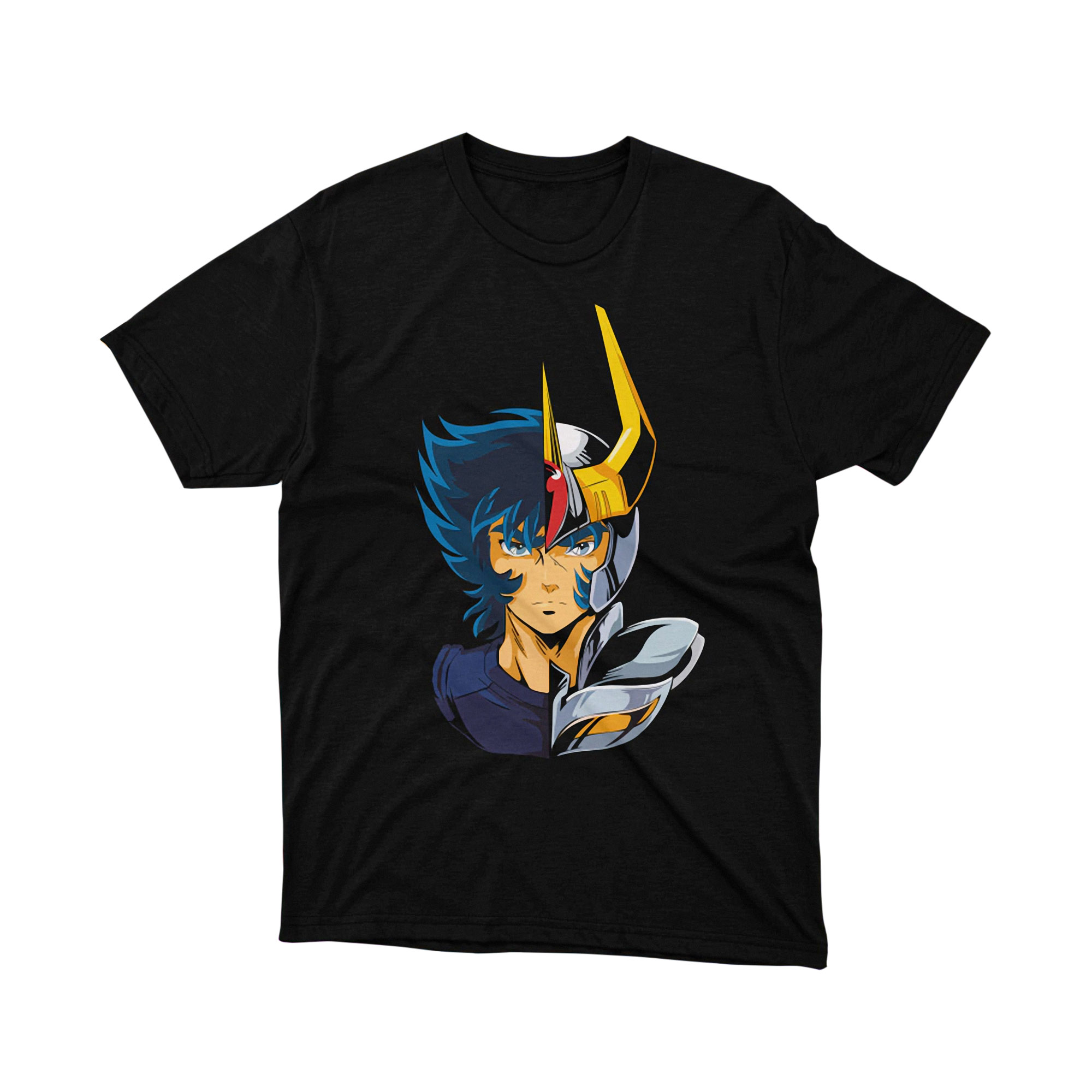Saint Seiya Ikki Phoenix Halfmask Blue Gold Helmet Anime Manga Hero Graphic Tee