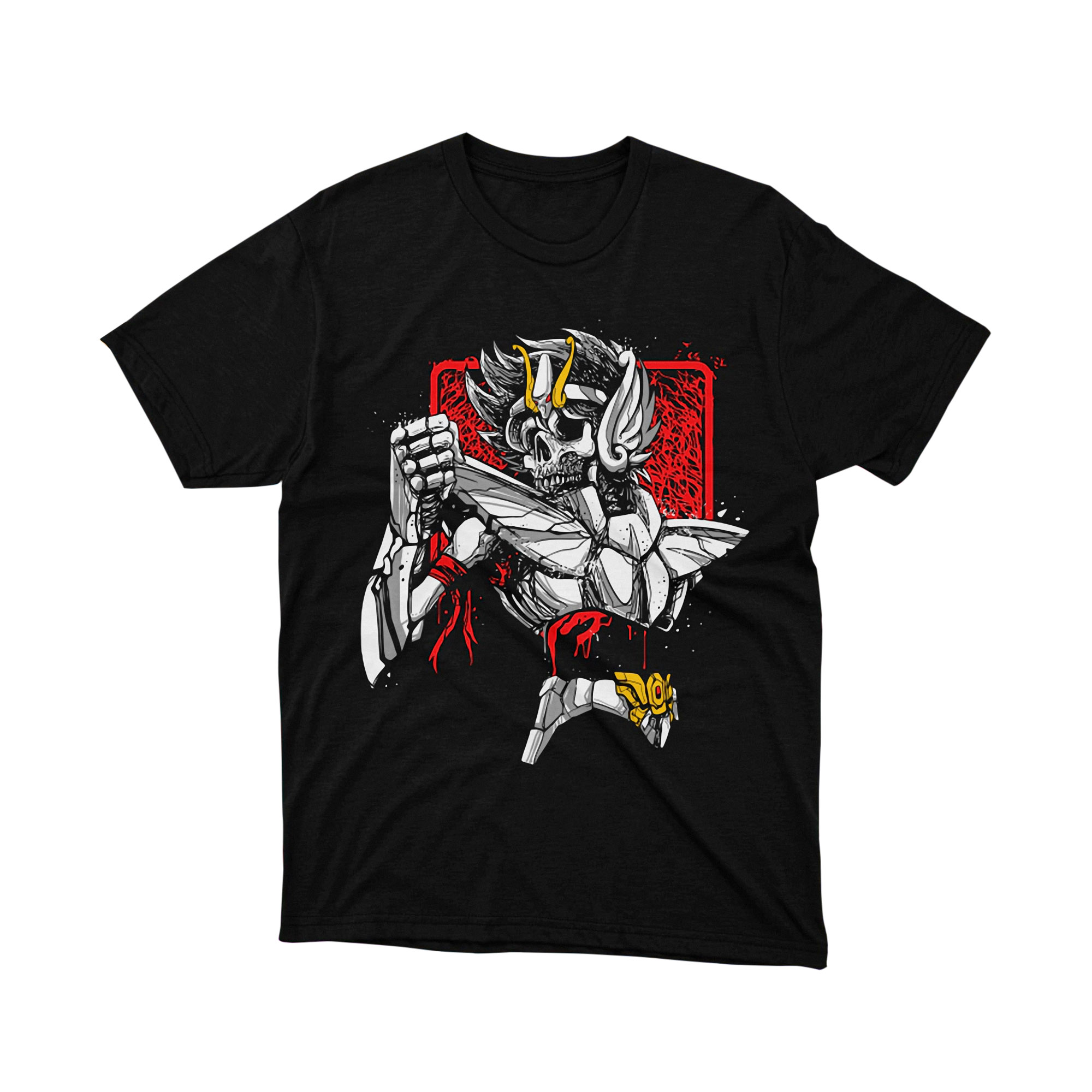 Saint Seiya Ikki Phoenix Skeleton Dark Skull Warrior Anime Manga Graphic Tee