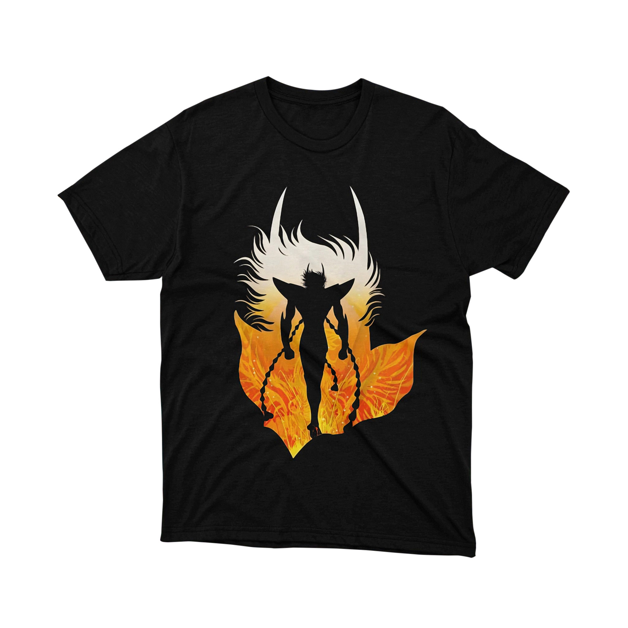 Saint Seiya Phoenix Ikki Fire Aura T Shirt Classic Anime Graphic Tee Unisex Japanese Manga Shirt for Men and Women Gift