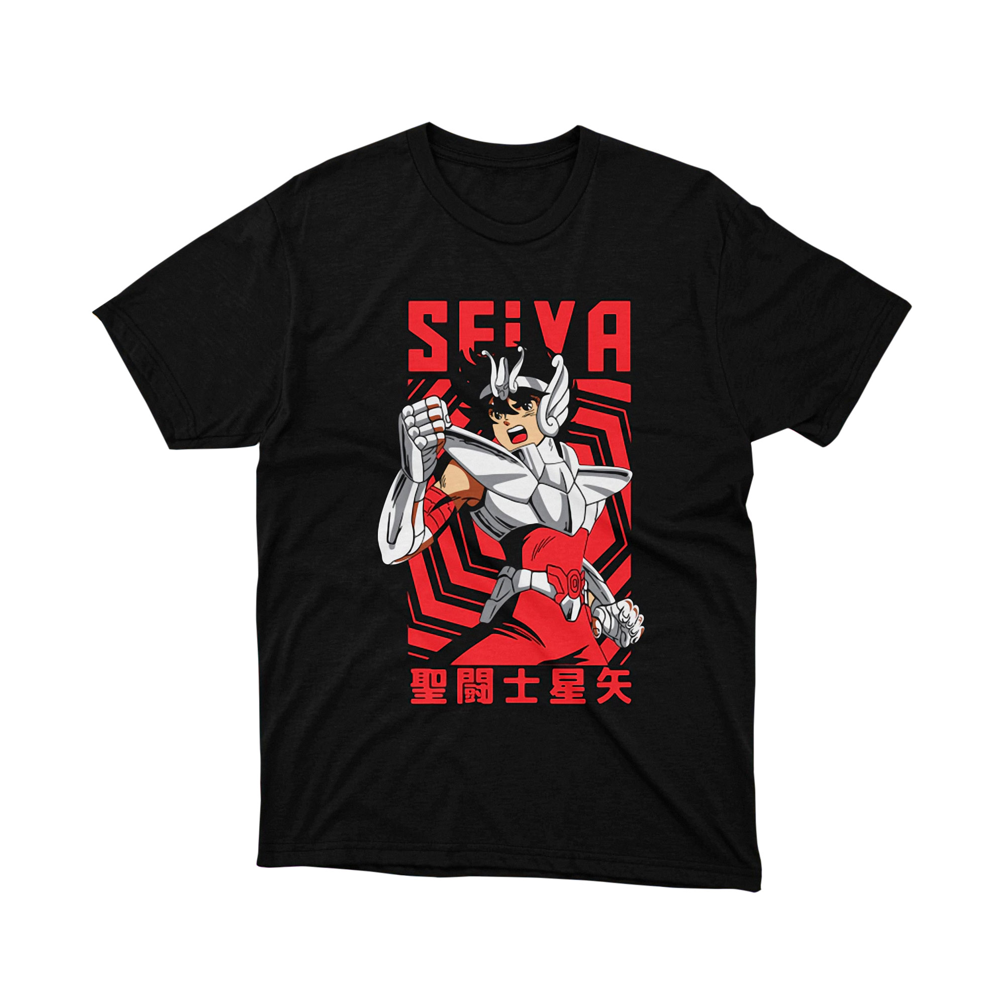 Saint Seiya Seiya Vintage Battle Red and Silver Armor Classic Anime Manga Tee