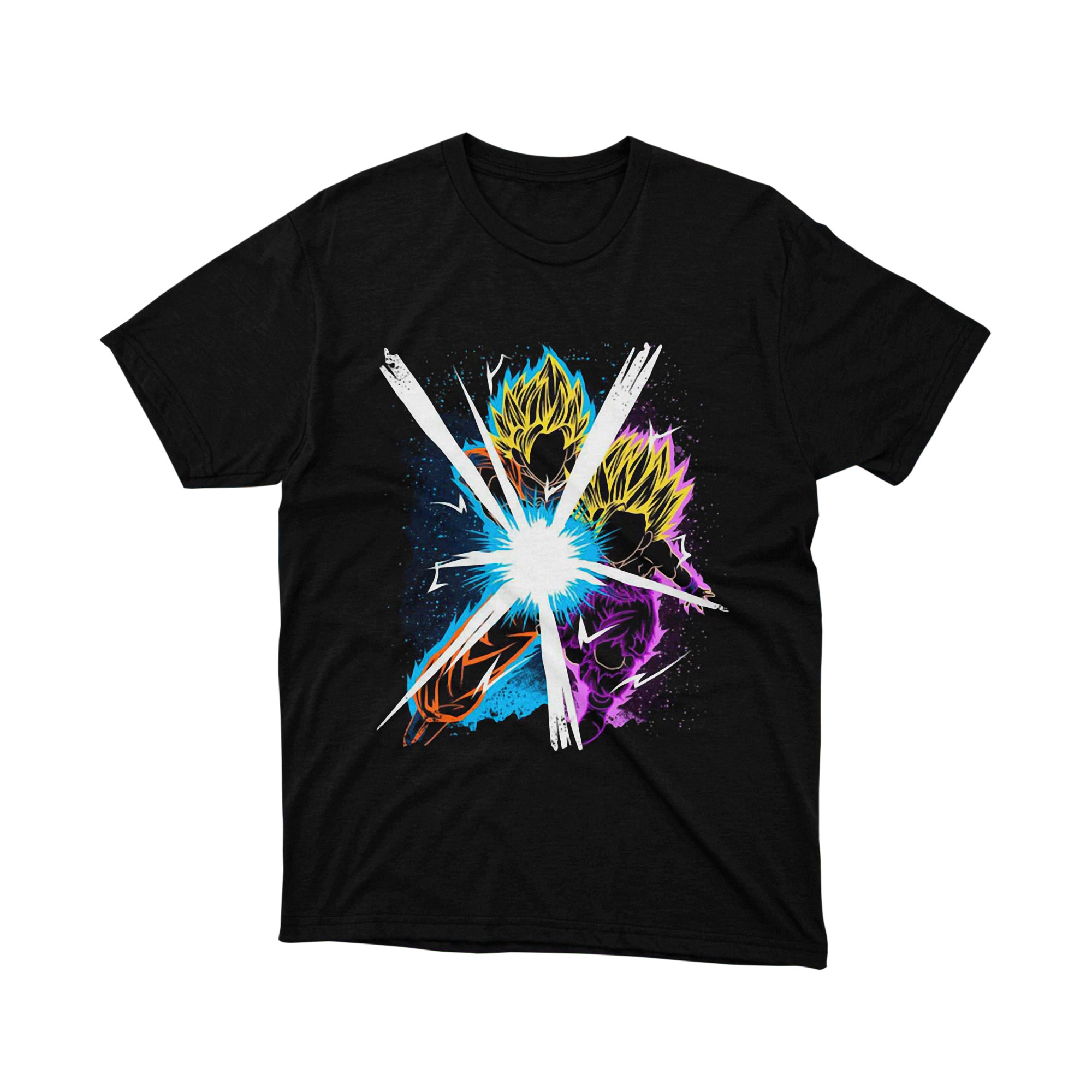 Saiyan Power Clash Tee Unisex Anime Graphic Shirt Dragon Ball Inspired Japanese Manga Style Battle Aura Gift for Fans
