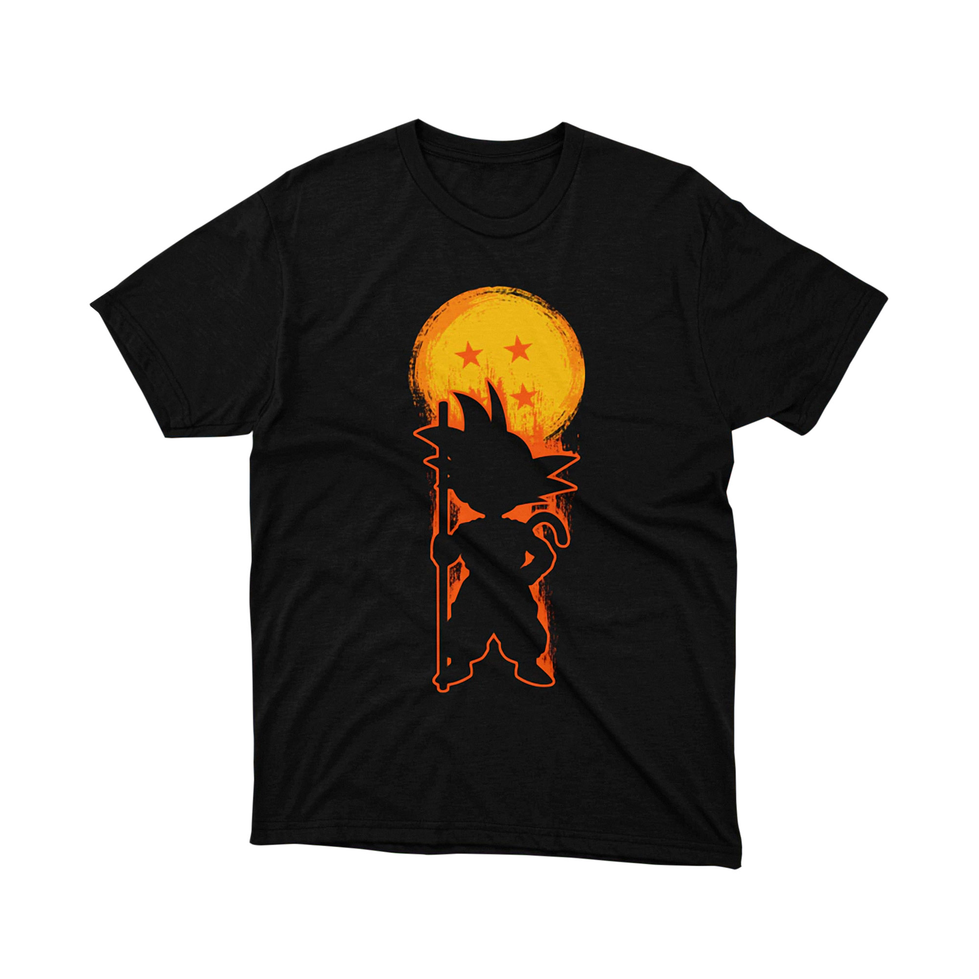 Saiyan Silhouette Orange Moon Tee Unisex Anime Graphic Shirt Japanese Manga Style Gift for Classic Anime Lovers