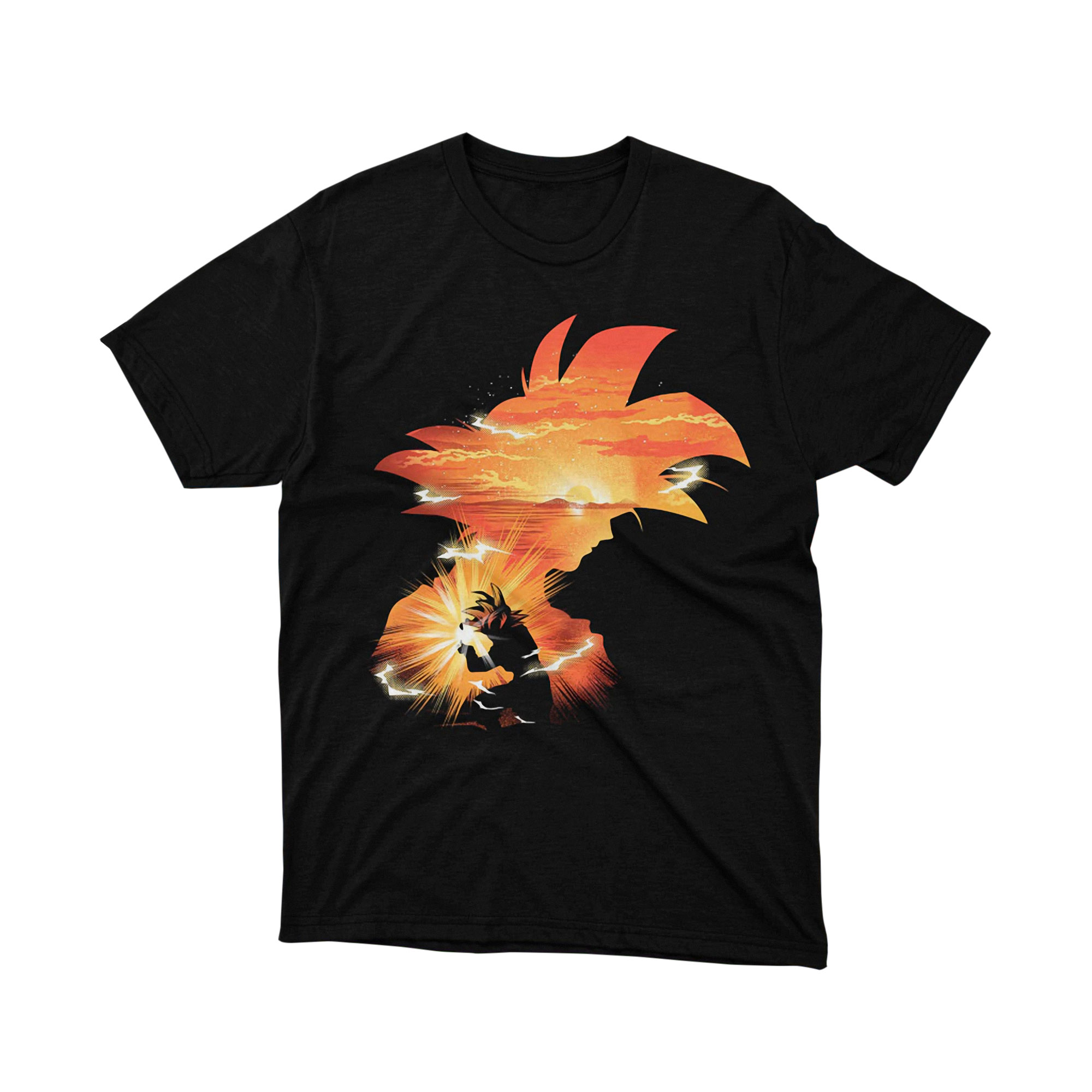 Saiyan Sunset Power Tee Unisex Anime Graphic Shirt Dragon Ball Inspired Japanese Manga Style Orange Aura Gift for Fans