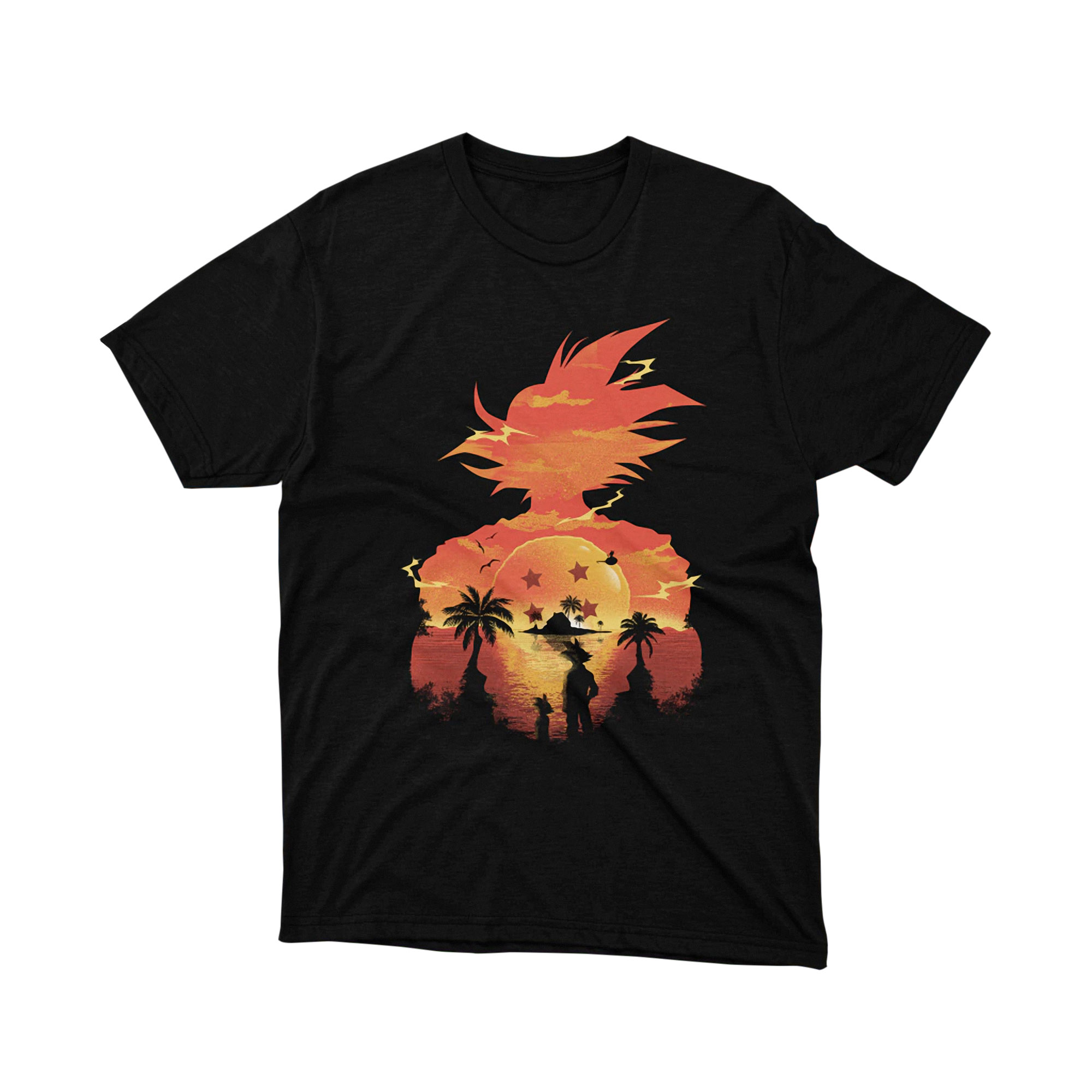 Saiyan Sunset Silhouette Tee Unisex Anime Graphic Shirt Dragon Ball Inspired Japanese Manga Style Gift for Fans