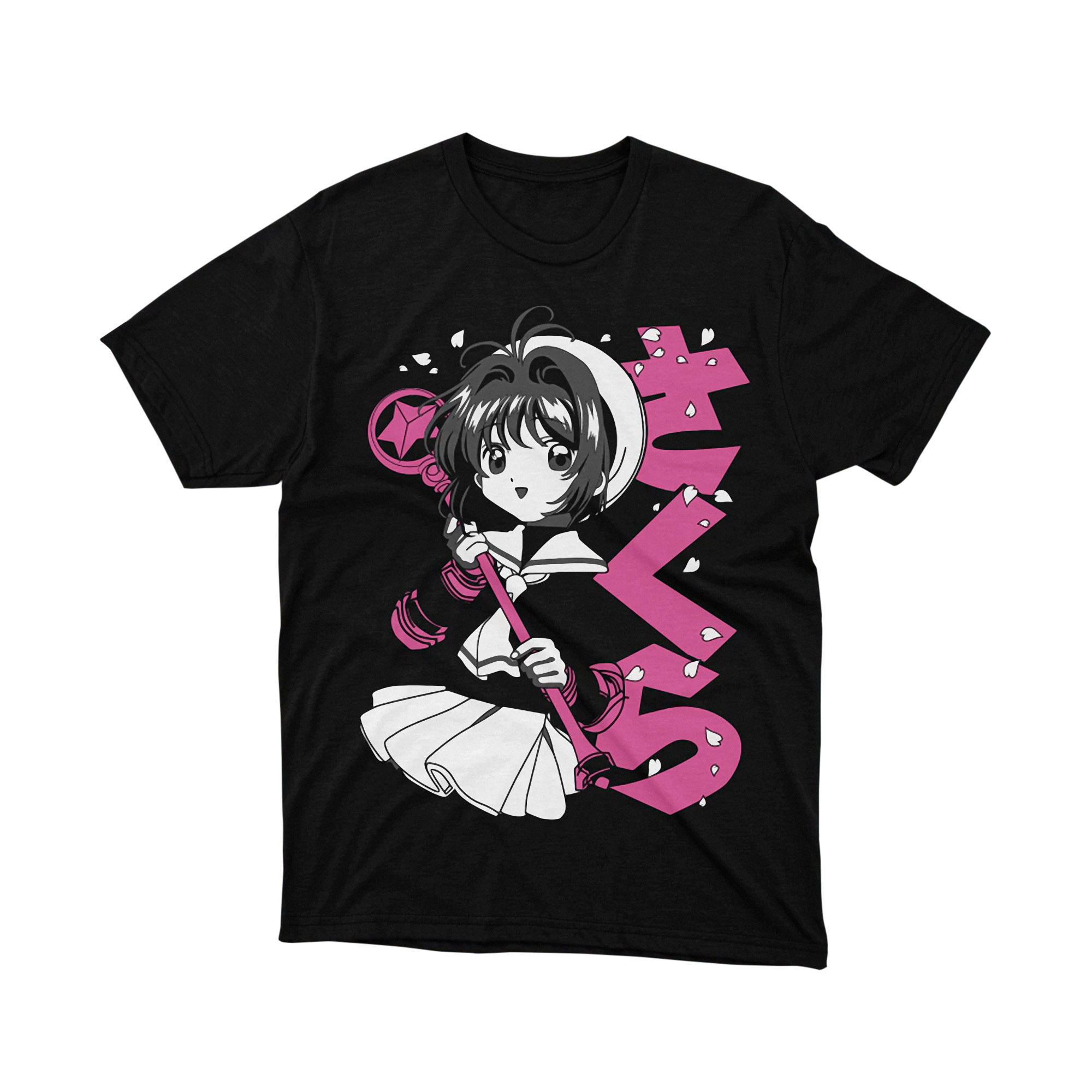 Sakura Japanese Katakana Staff Pink Card Captor Sakura Anime T Shirt