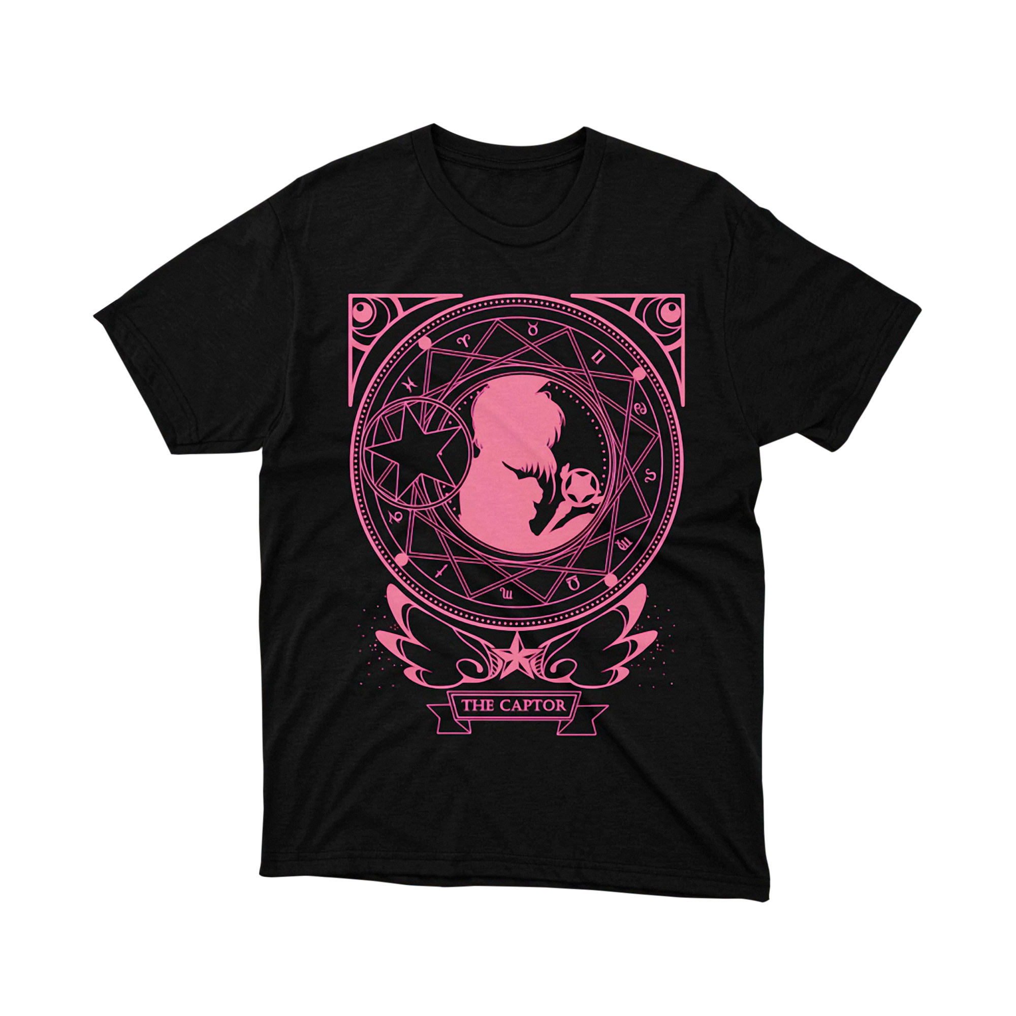 Sakura The Captor Pink Sorcerer Circle Silhouette Classic Manga T Shirt