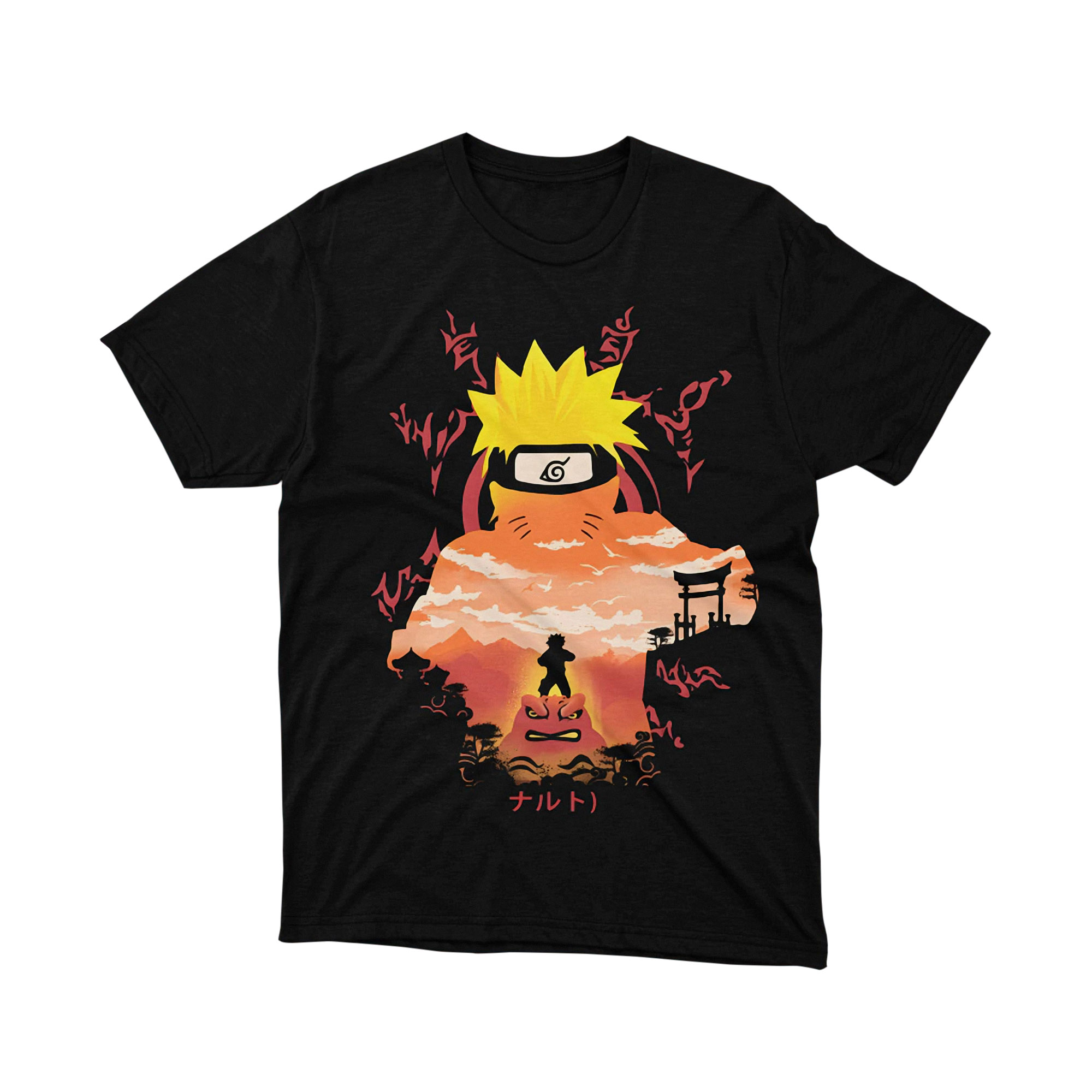 Sasuke Uchiha Blue Red Sun Double Exposure Naruto Art T Shirt