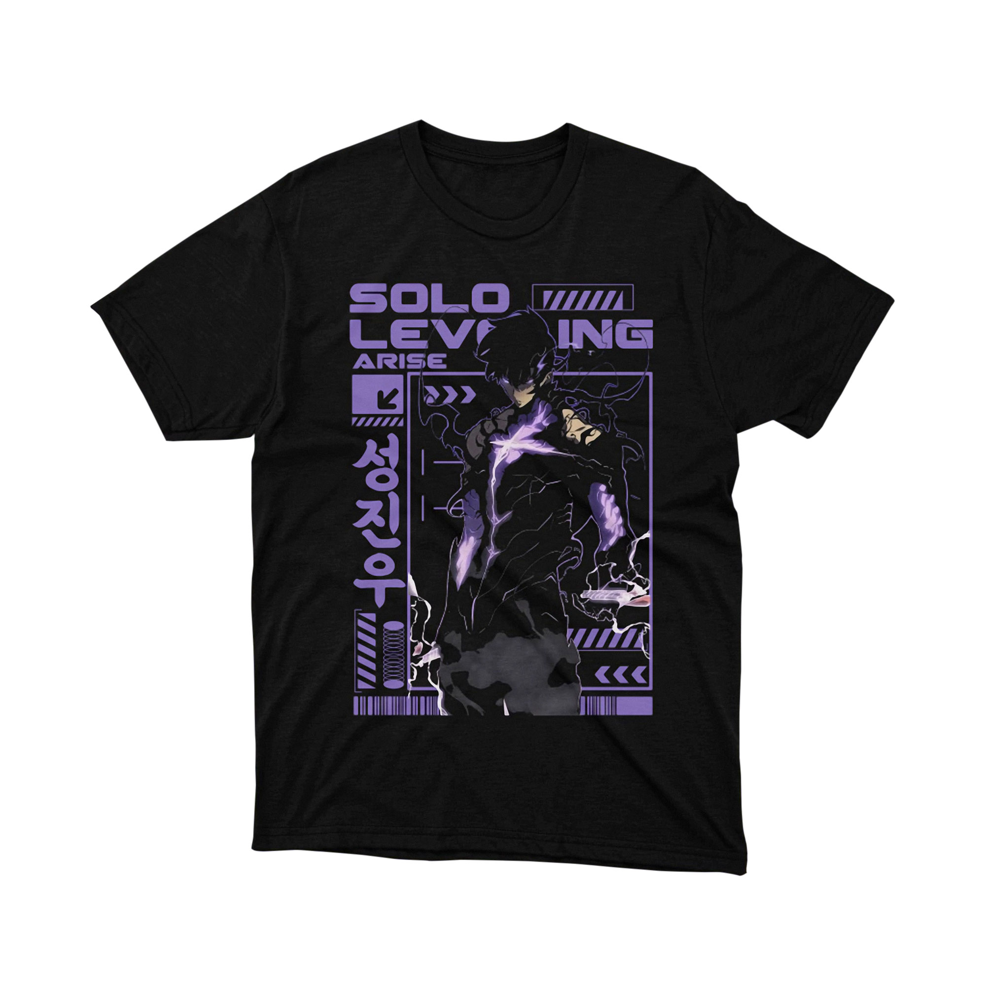 Shadow Monarch Blue Skull Villain Face Black Anime Solo Leveling T Shirt