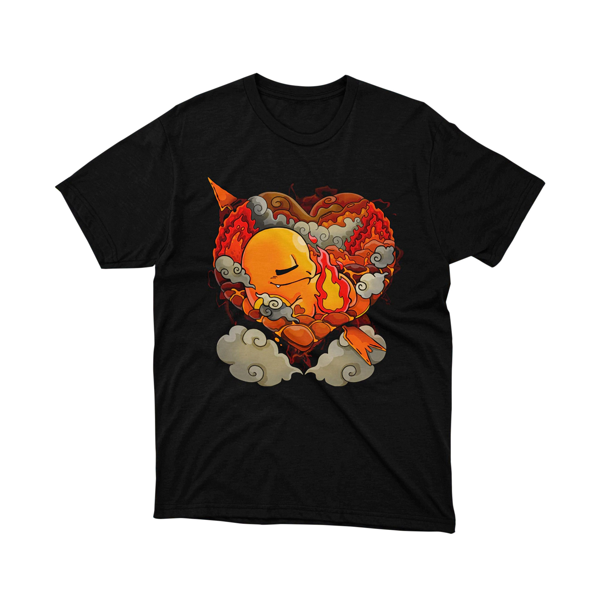 Sleeping Charmander Fire Heart Smoke Japanese Clouds T Shirt