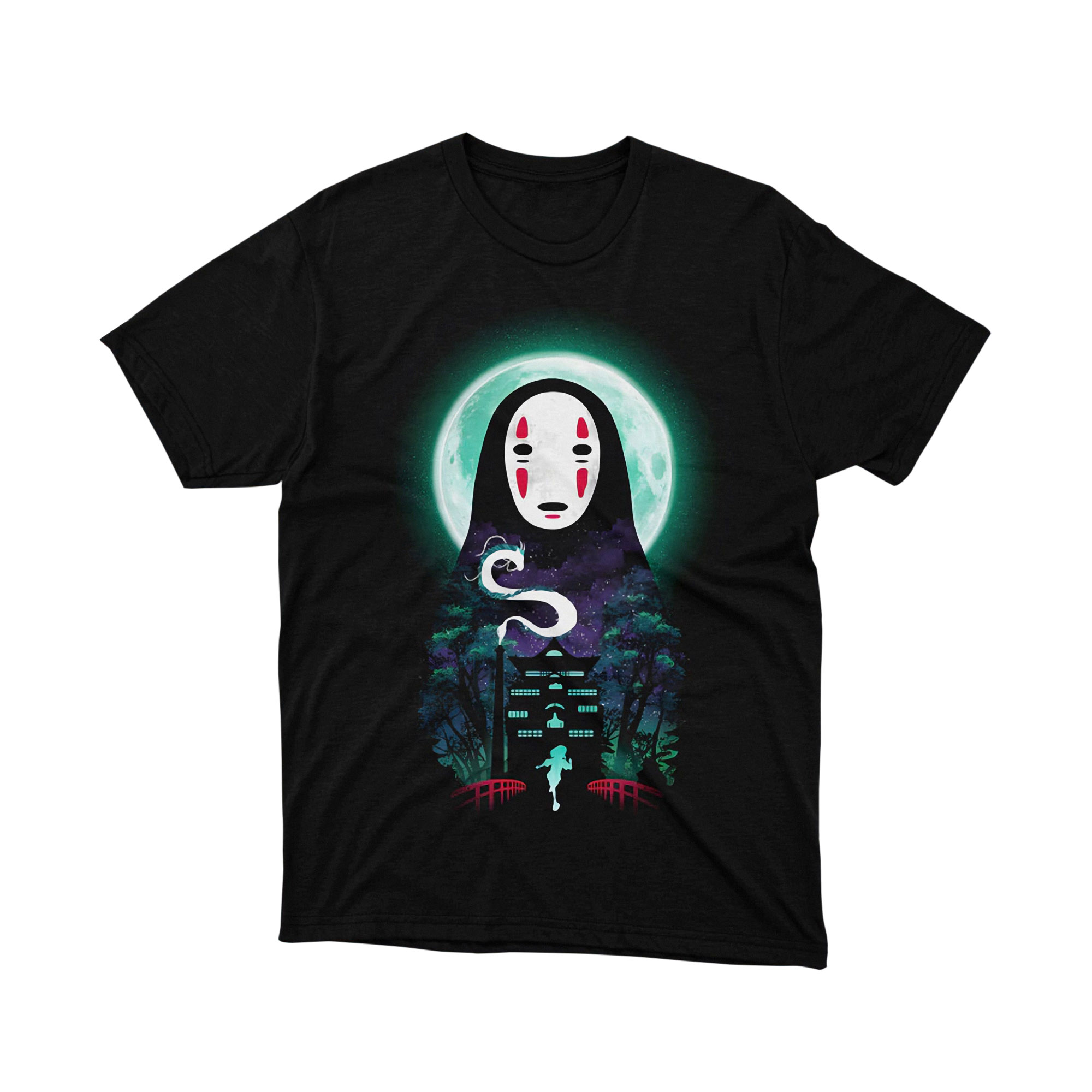 Spirited Away No Face Full Moon Bathhouse Fantasy Anime T Shirt