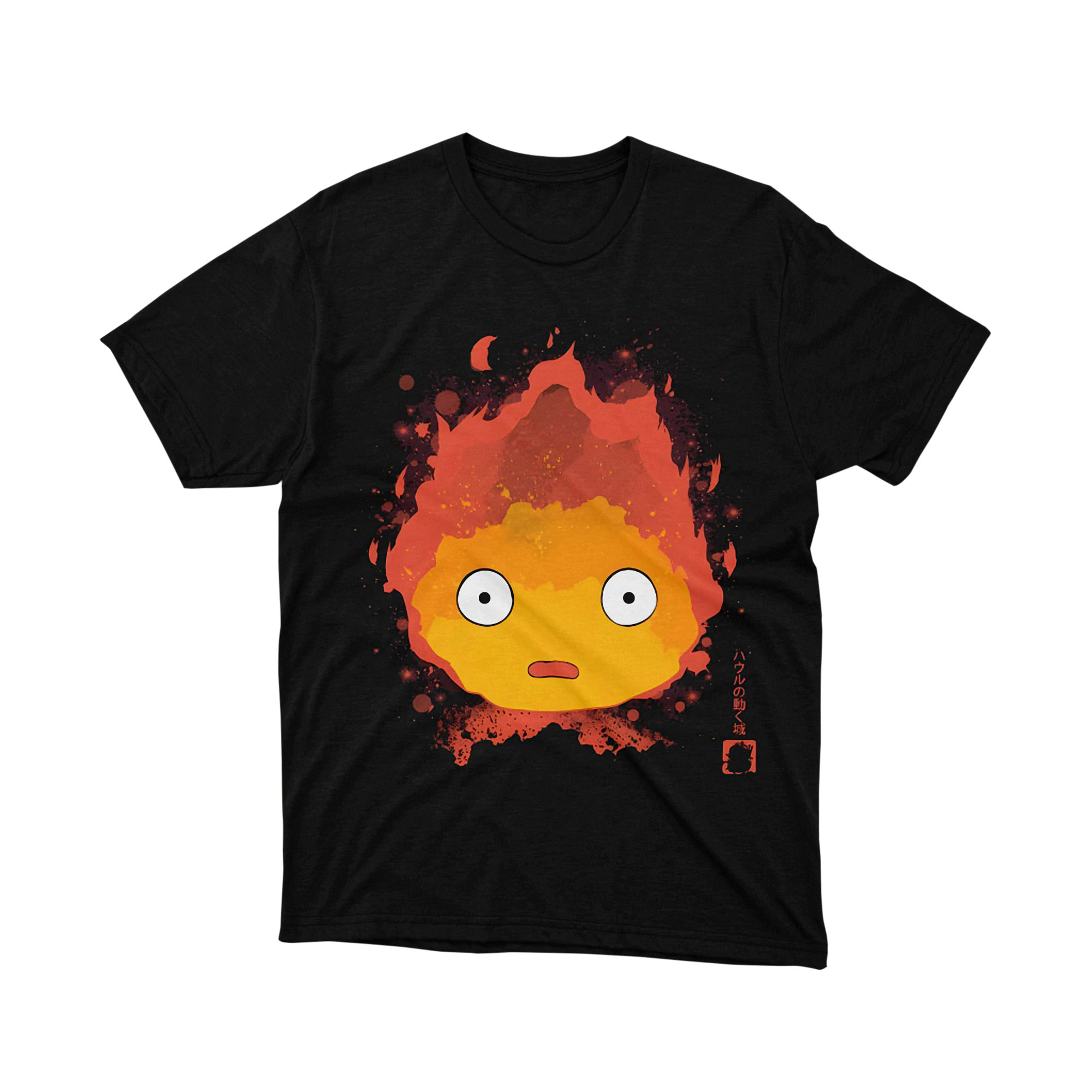 Studio Ghibli Howls Moving Castle Calcifer Fire T Shirt