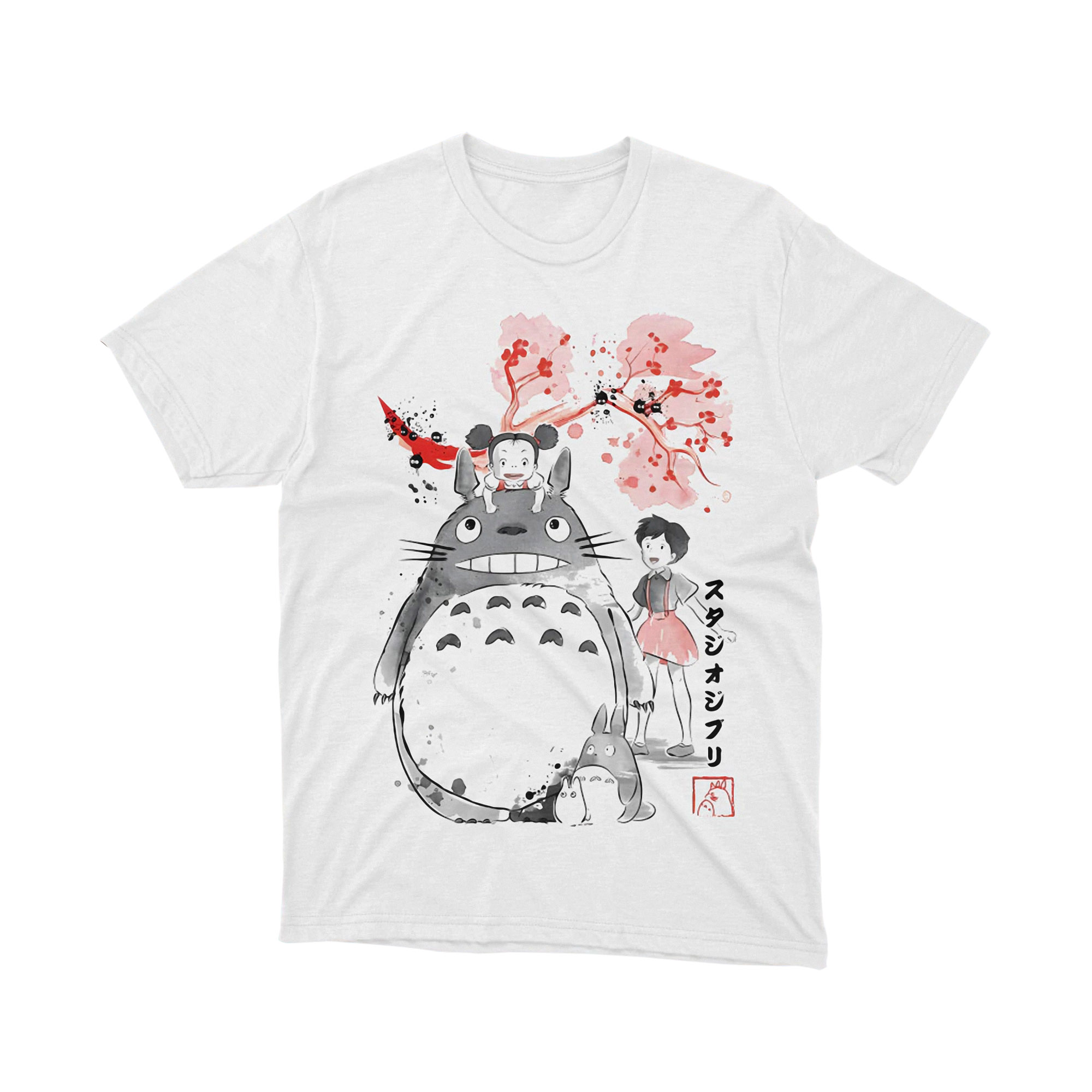Studio Ghibli My Neighbor Totoro Ink Wash Art T Shirt