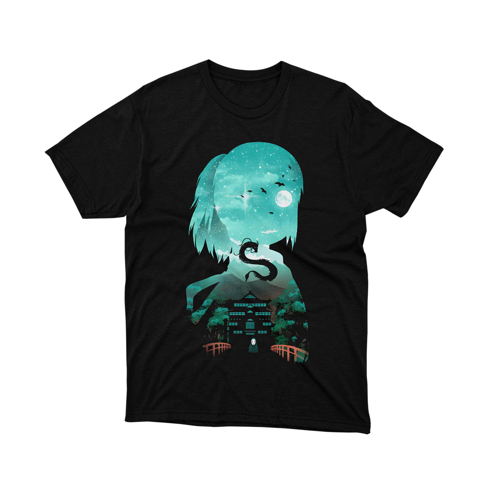 Studio Ghibli Spirited Away Chihiro Haku Silhouette T Shirt