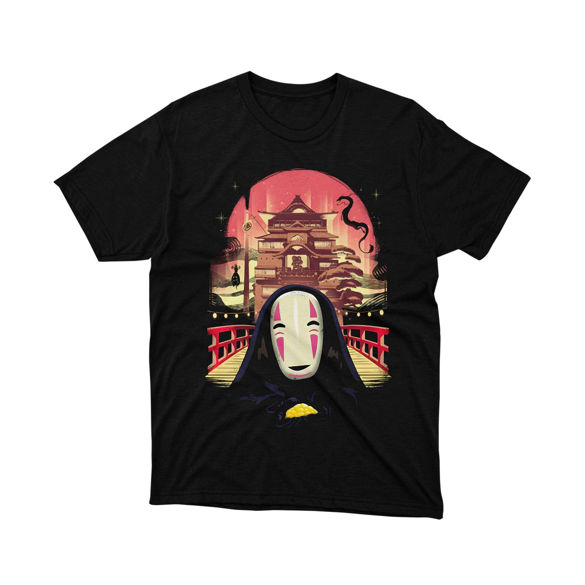 Studio Ghibli Spirited Away No Face Bathhouse Sunset T Shirt