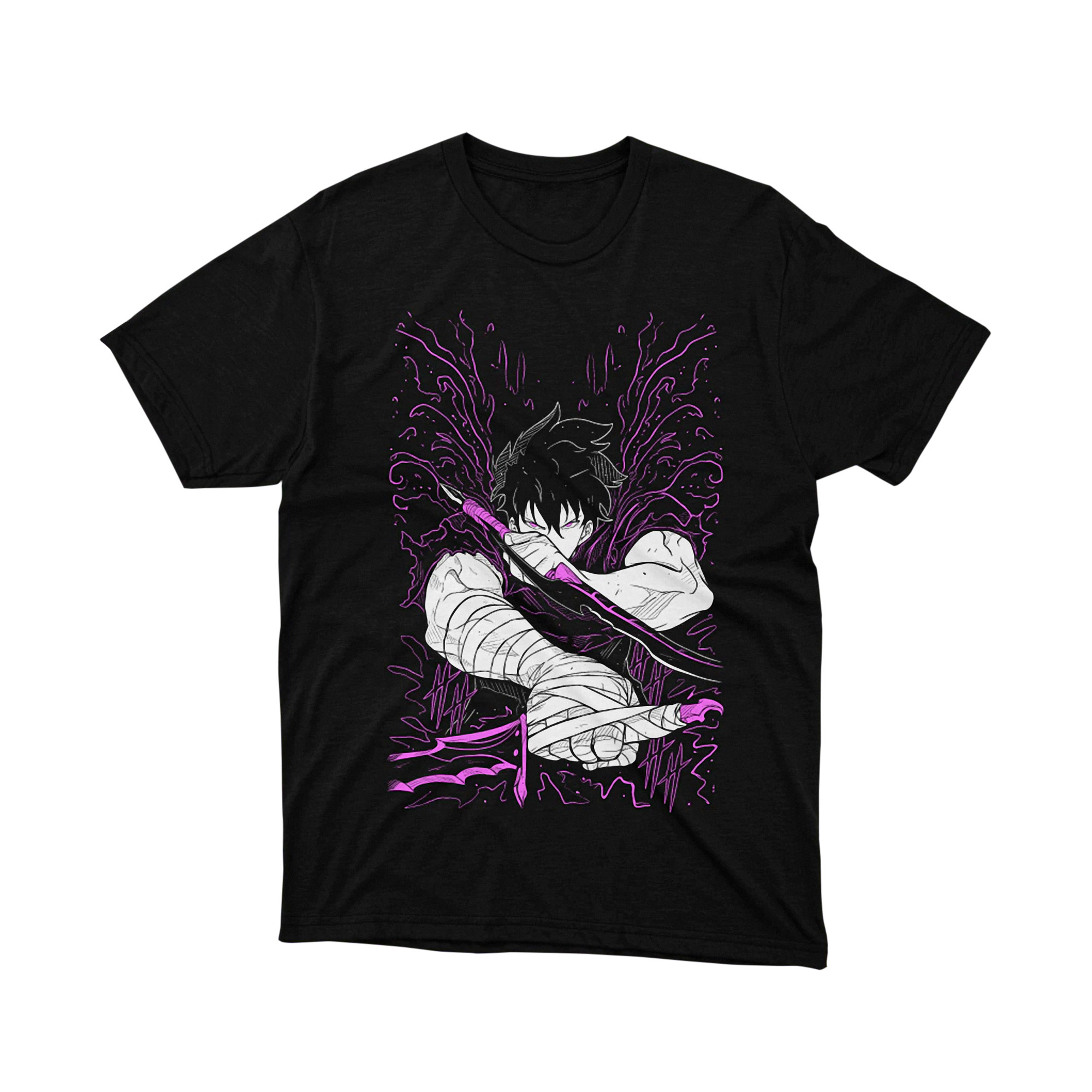 Sung Jinwoo Bandage Arm Purple Energy Solo Leveling Manhwa T Shirt