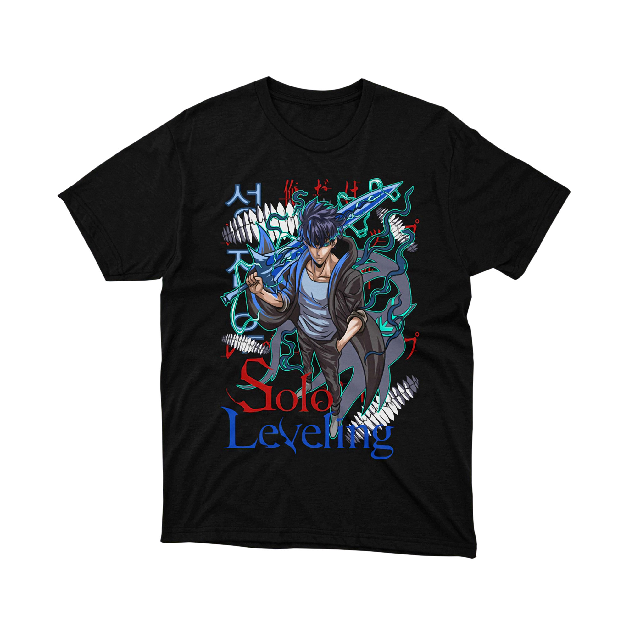Sung Jinwoo Lightning Blue Sword Solo Leveling Shadow Monarch T Shirt