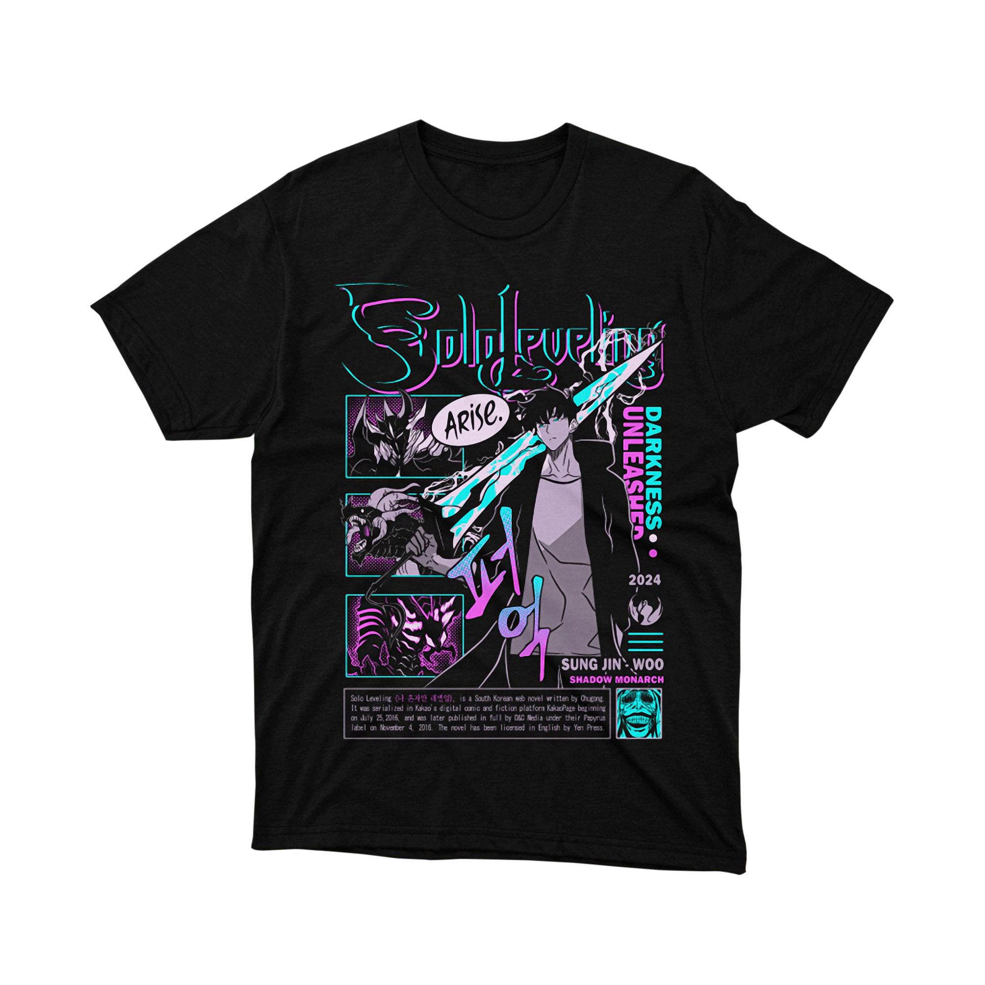 Sung Jinwoo Muscular Shadow Monarch Solo Leveling Lightning T Shirt