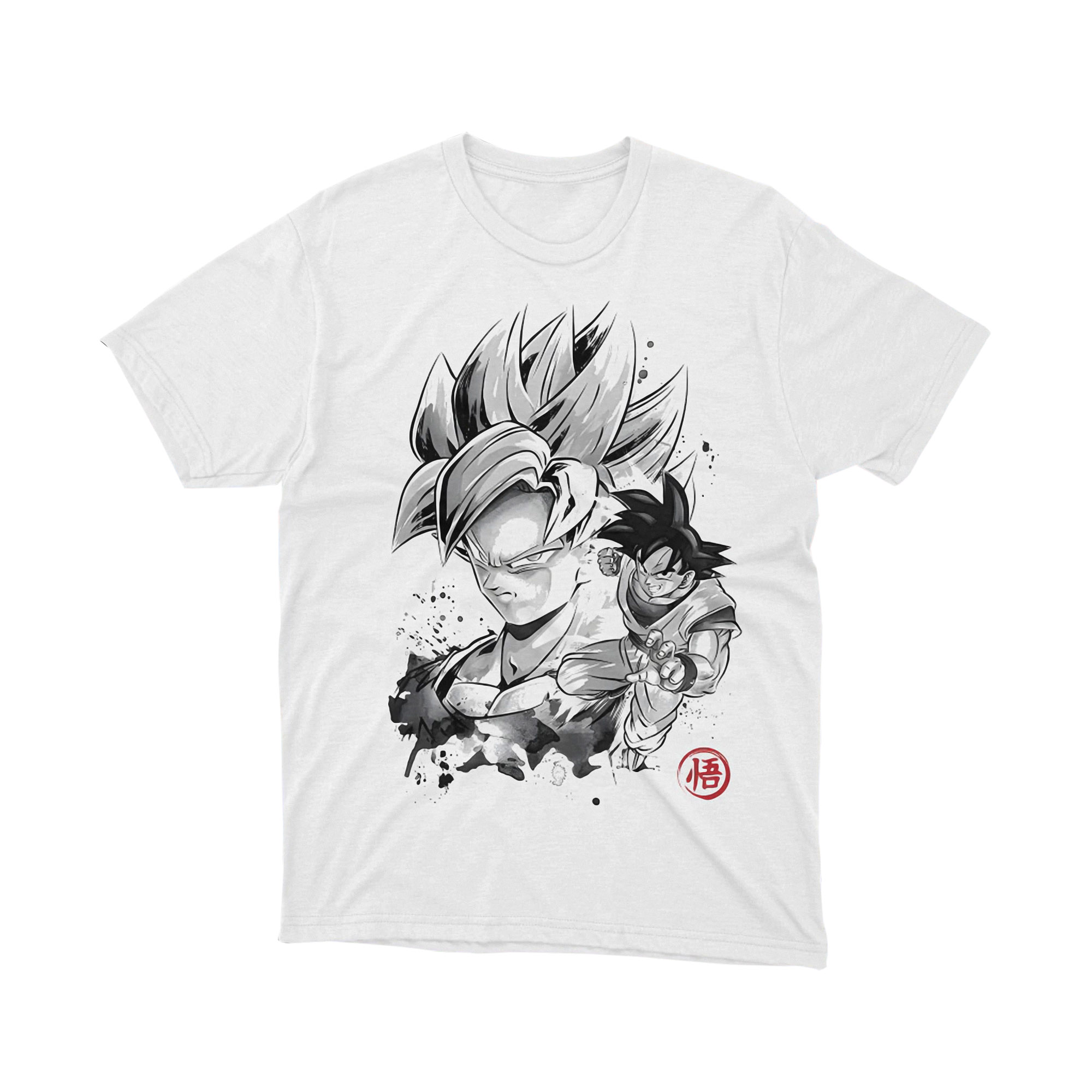 Super Fighter Ink Art Shirt Japanese Brush Style Anime Graphic Tee Epic Battle Design Shirt for Men and Women