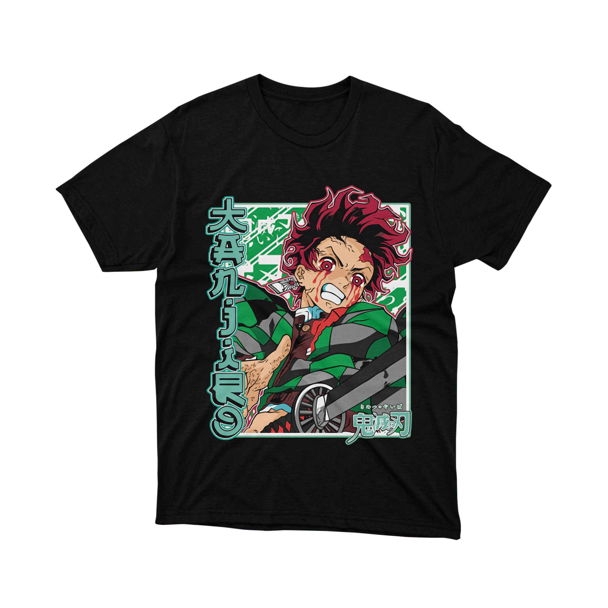 Tanjiro Kamado Action Pose Demon Slayer Anime T Shirt Japanese Manga Graphic