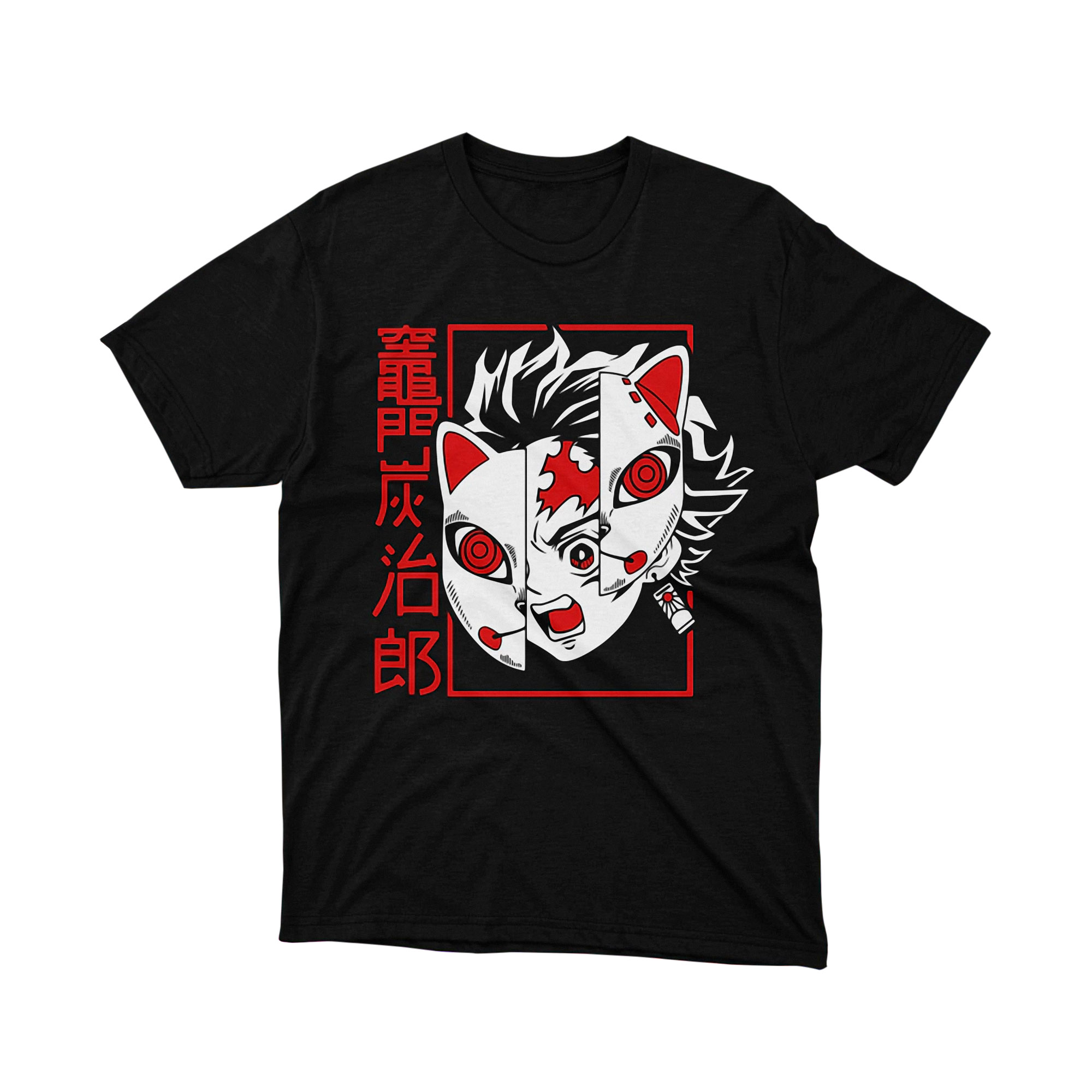Tanjiro Kamado Split Mask Demon Slayer Anime T Shirt Japanese Manga Unisex