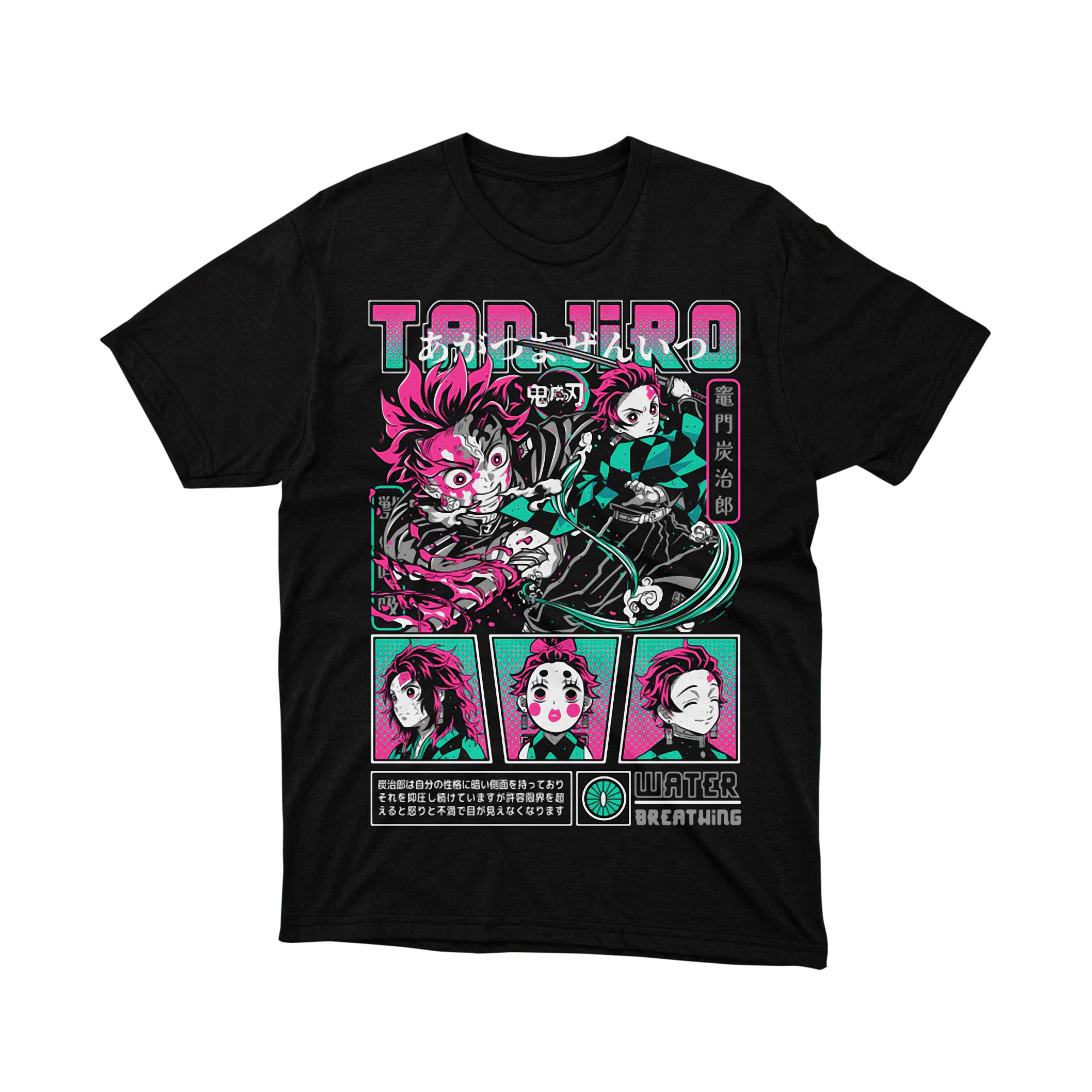 Tanjiro Kamado Water Breathing Demon Slayer Anime T Shirt Manga Art Print