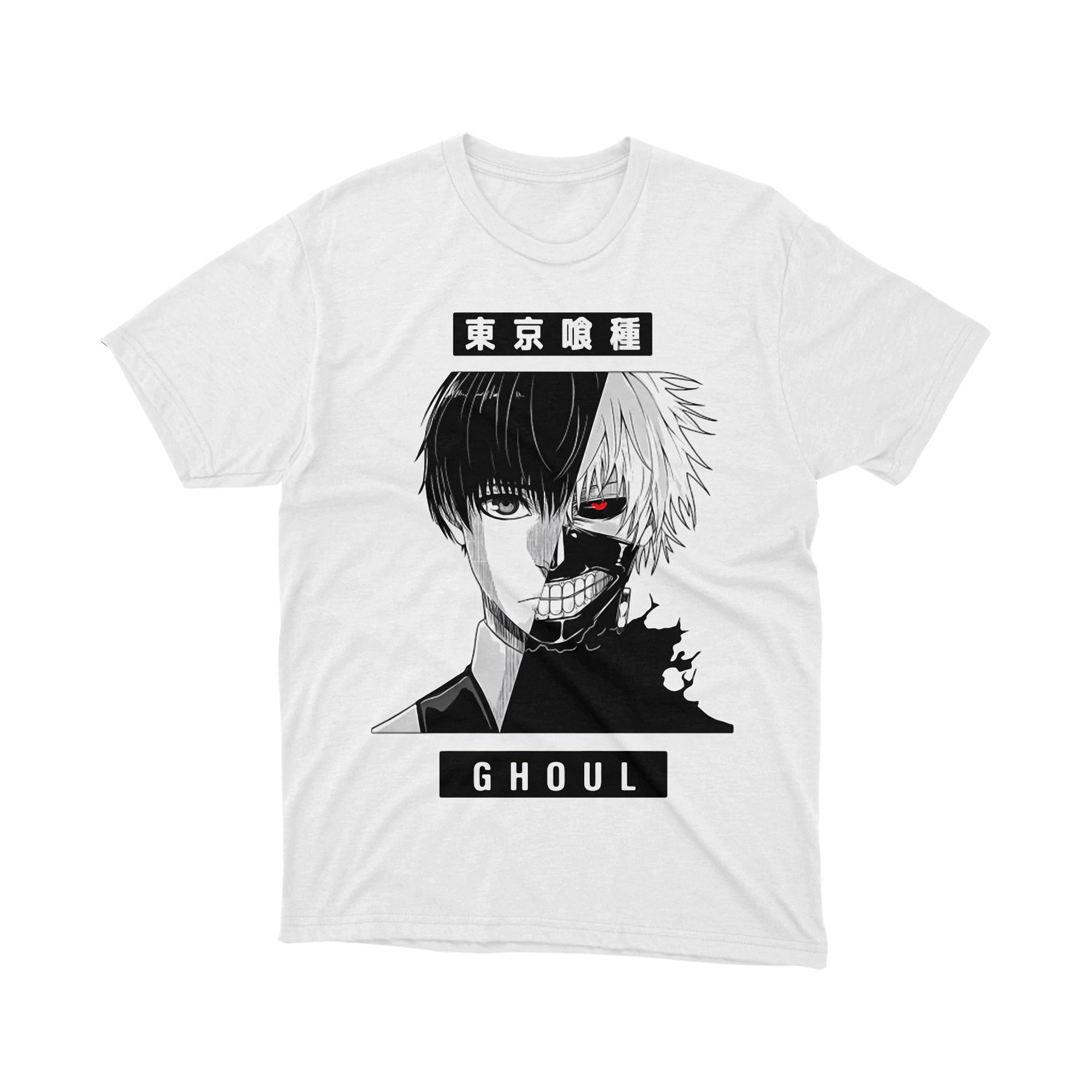 Tokyo Ghoul Kaneki Split Face Black White Japanese Anime T Shirt