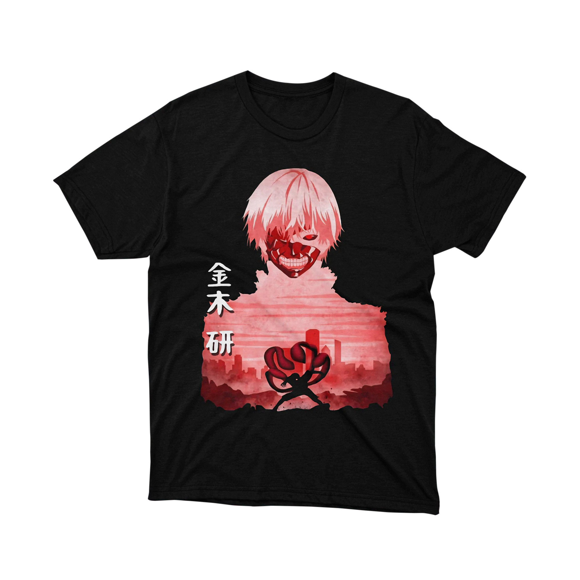 Tokyo Ghoul Ken Kaneki White Hair Red Eye Silhouette T Shirt