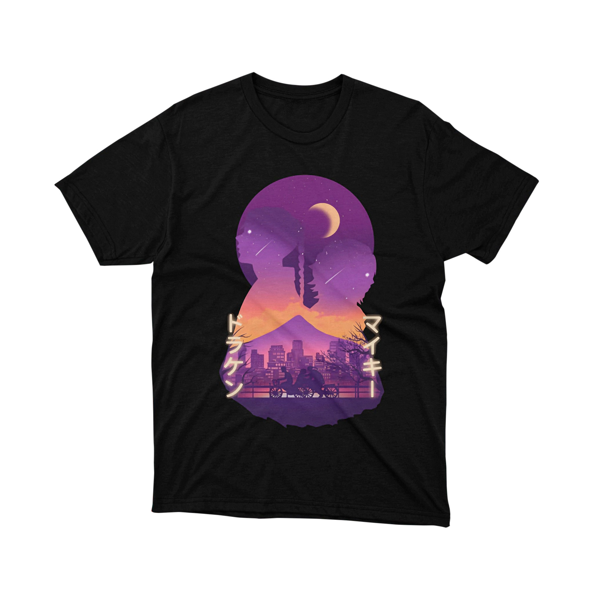 Tokyo Revengers Mikey Purple Night Cityscape Art Double Exposure T Shirt