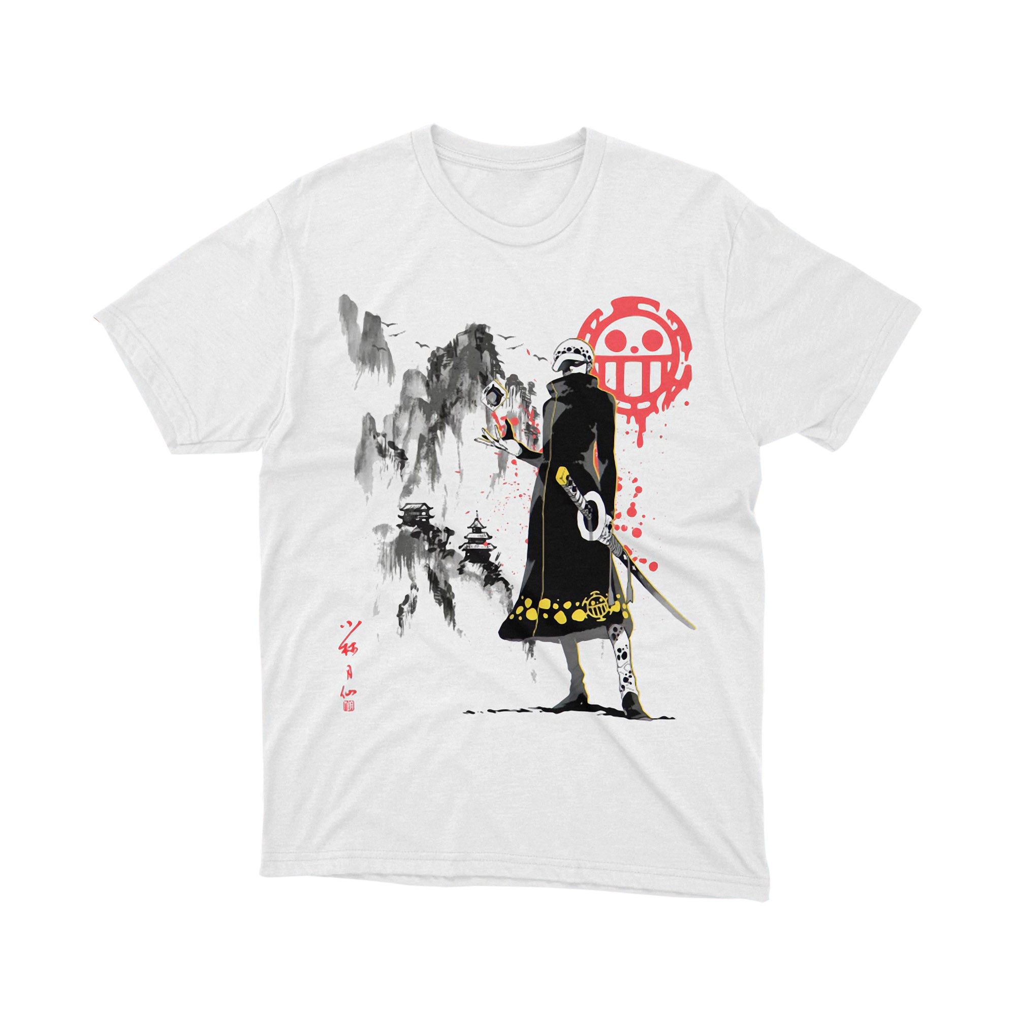 Trafalgar Law Samurai Ink Art Minimalist One Piece Anime T Shirt