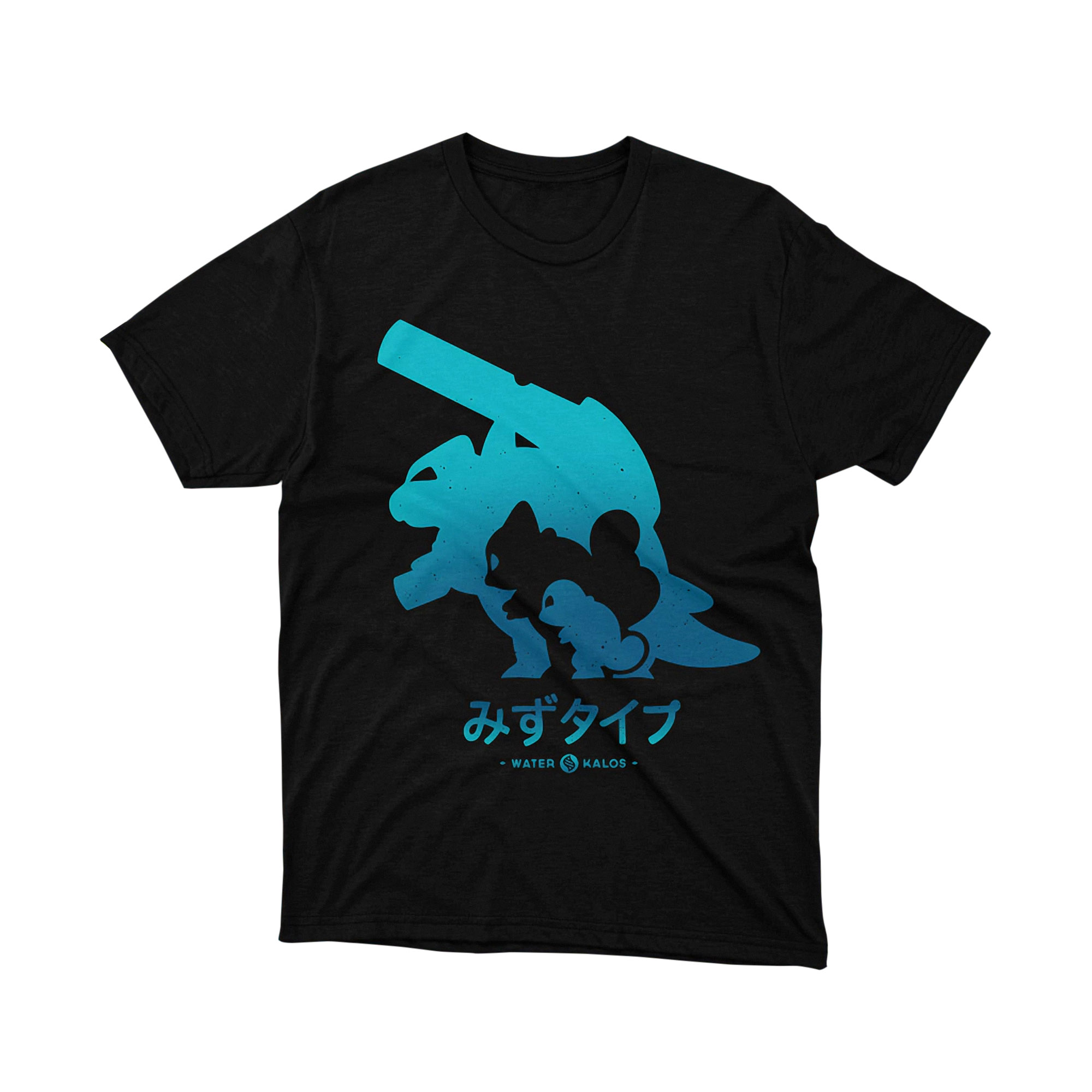 Water Type Evolution Squirtle Wartortle Blastoise Blue Gradient T Shirt