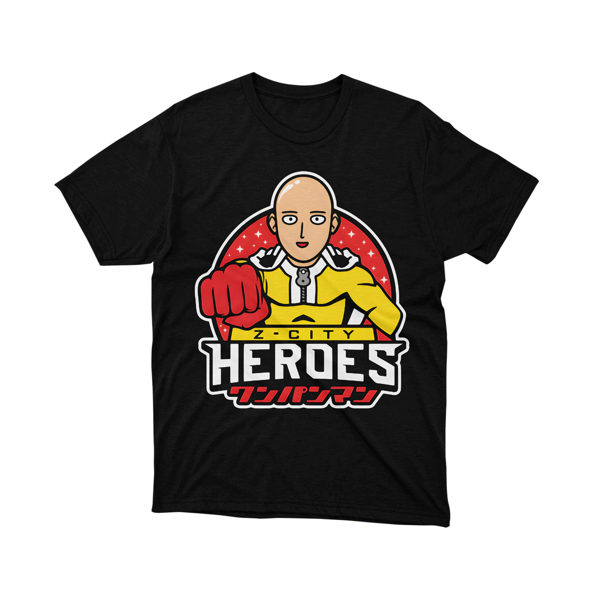 Z City Heroes One Punch Man Badge Retro Anime T Shirt
