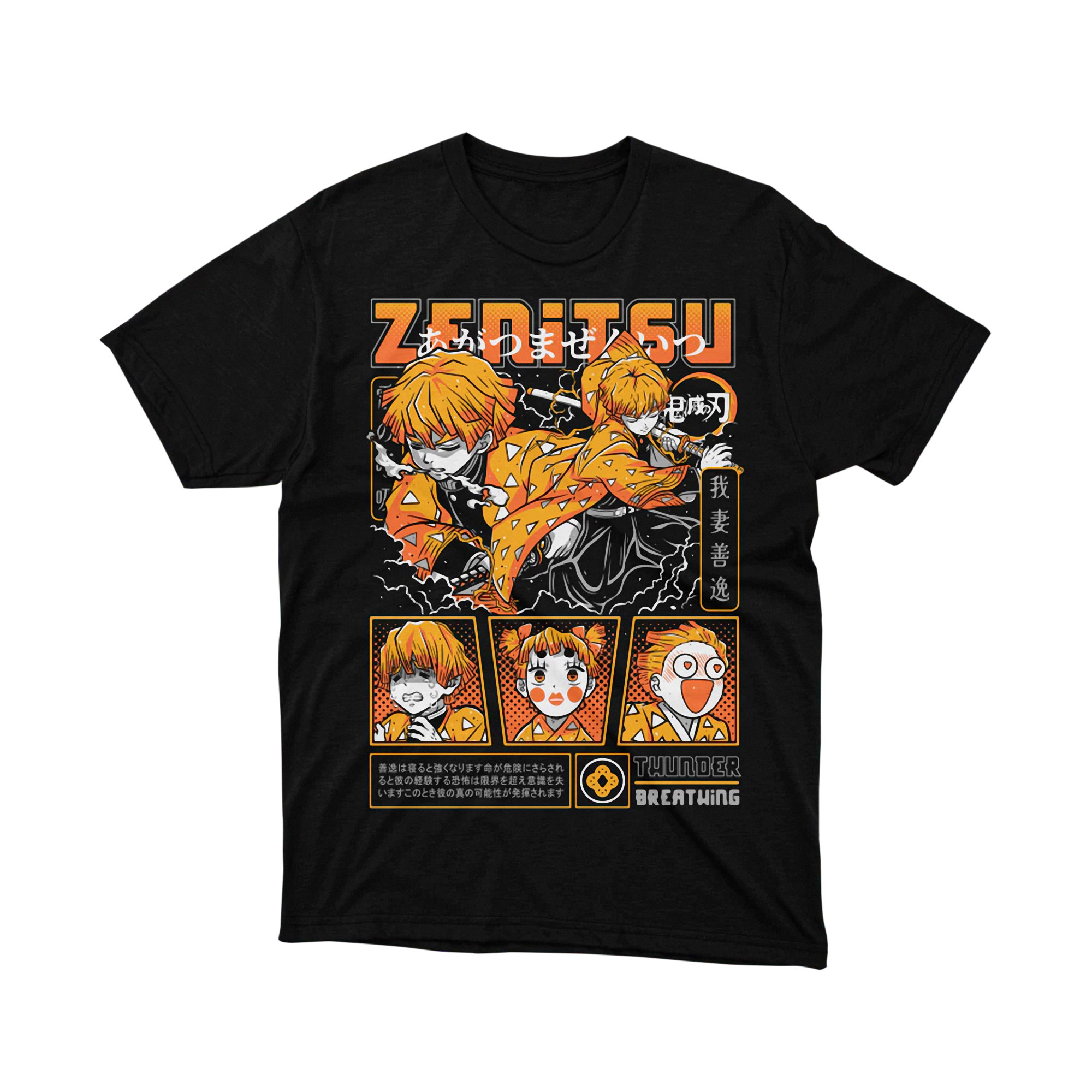 Zenitsu Thunder Breathing Meme Demon Slayer Anime T Shirt Japanese Style