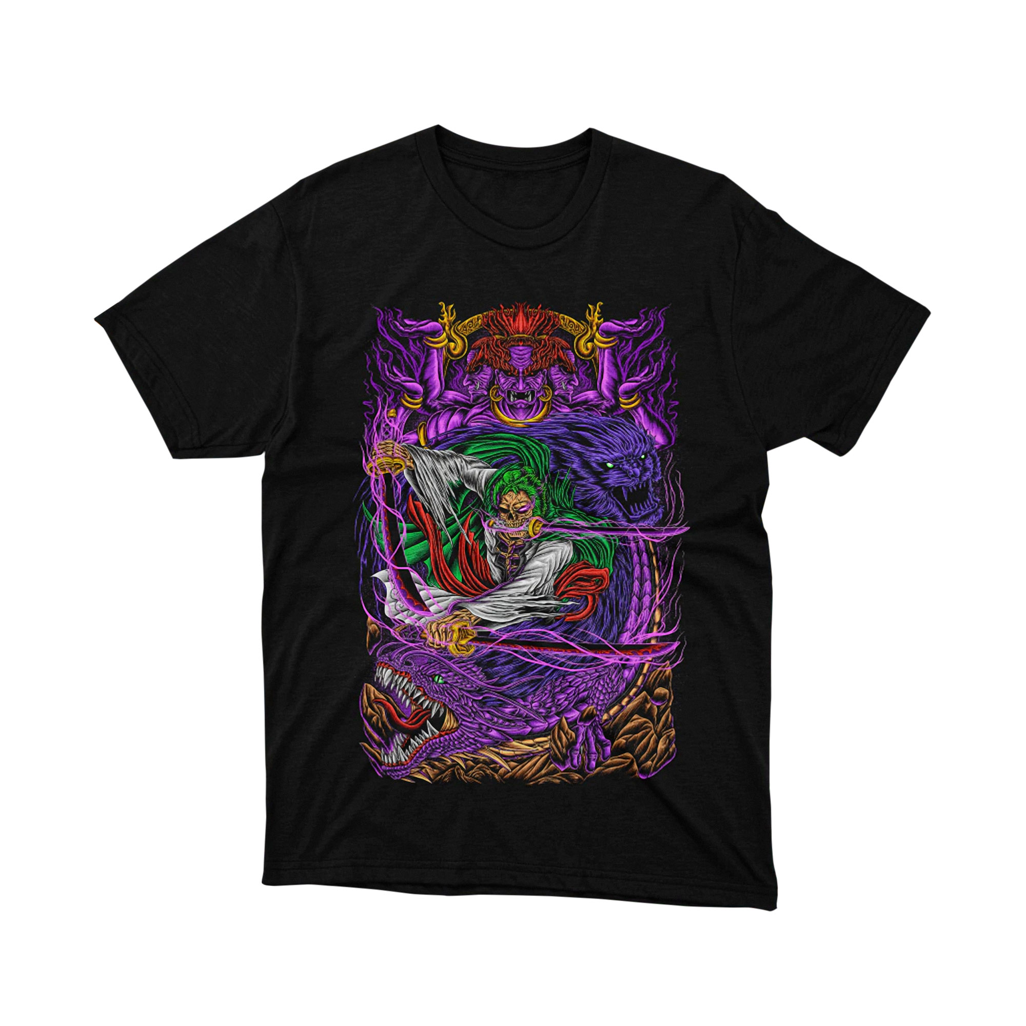 Zoro King of Hell Purple Aura Demon Beast One Piece T Shirt