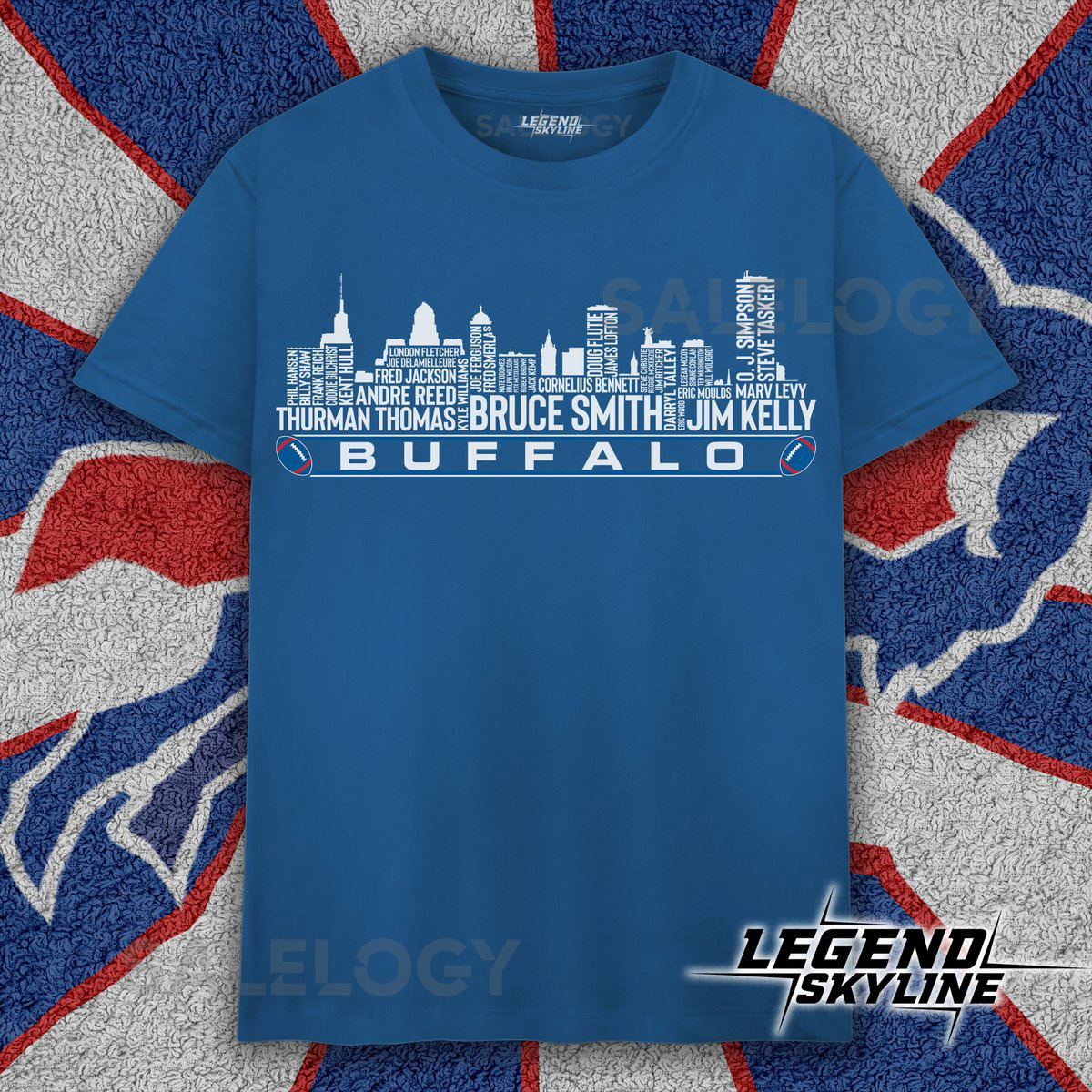 Buffalo Football Greatest Of All Time Team Legends Buffalo City Skyline Shirt_271