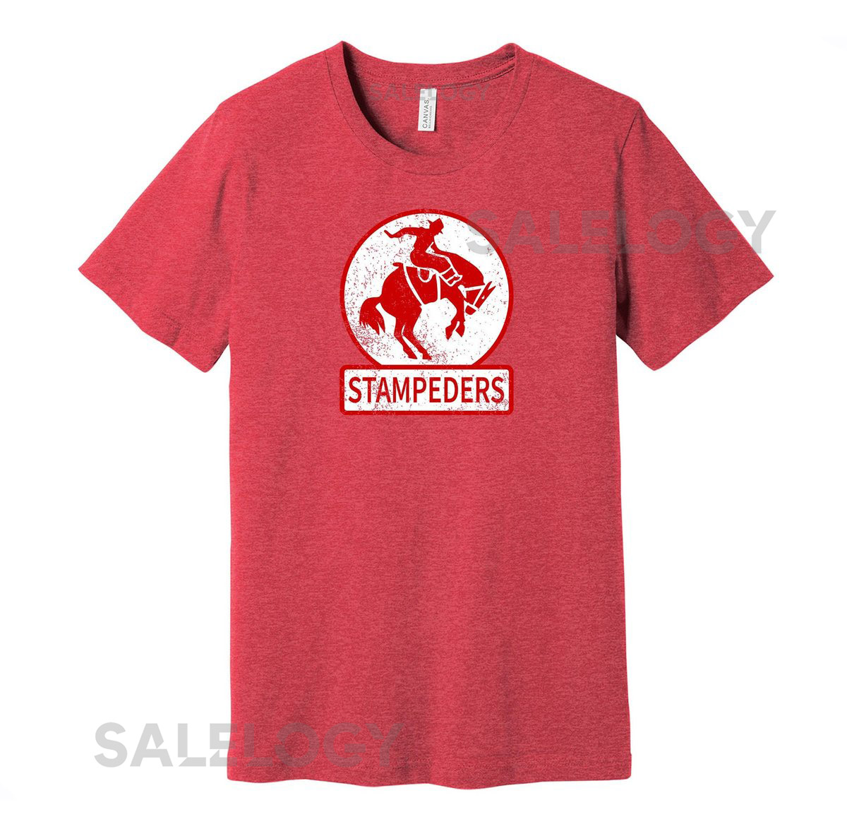 Calgary Stampeders Throwback Tee - Retro Distressed Logo Defunct Hockey Team S M L XL XXL 3XL Red Gold Black White Grey Color Choice_62