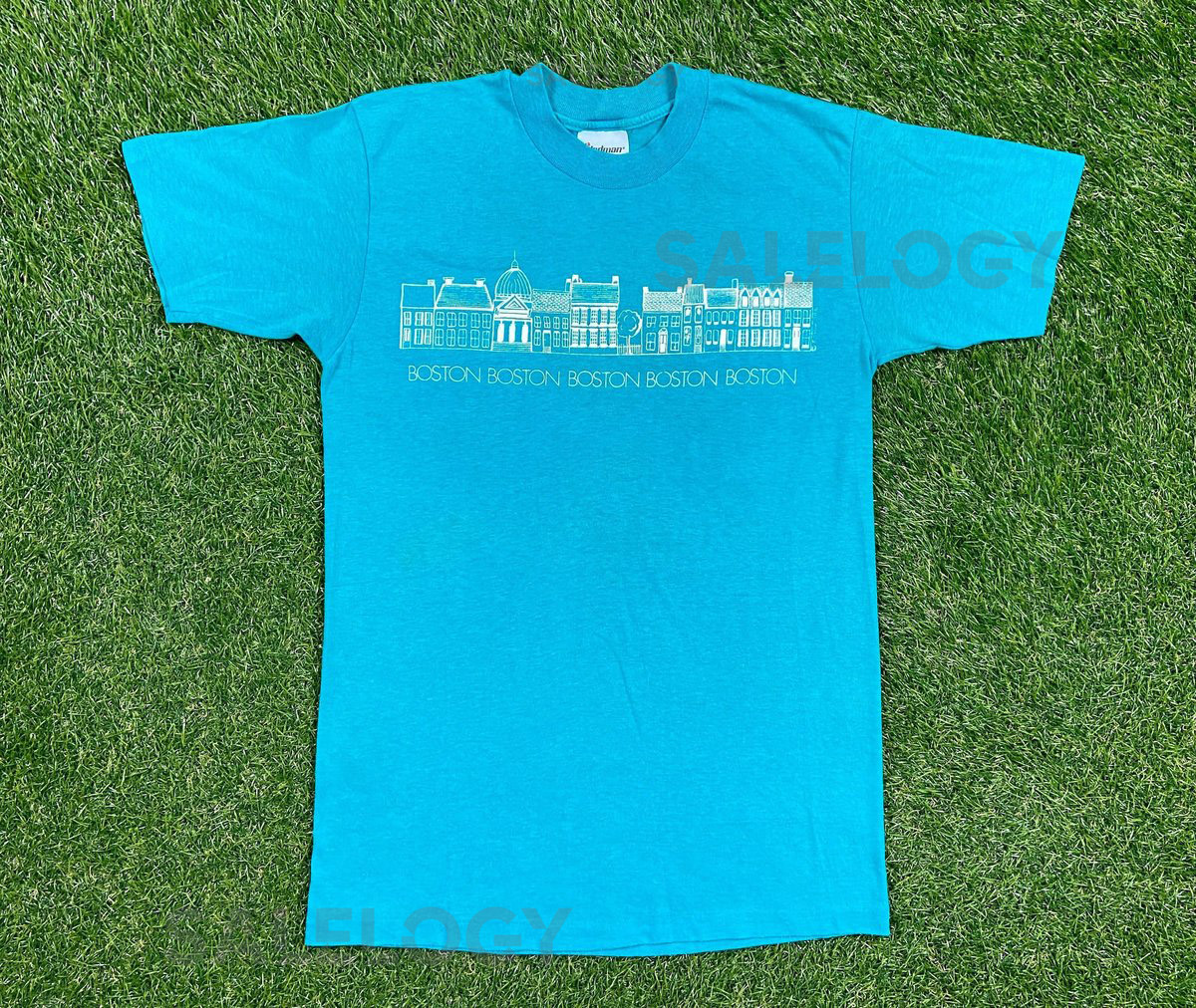 Vintage Boston T Shirt Tee Stedman Made USA Size Medium M Massachusetts New England Tourist City 1980s 80s_684