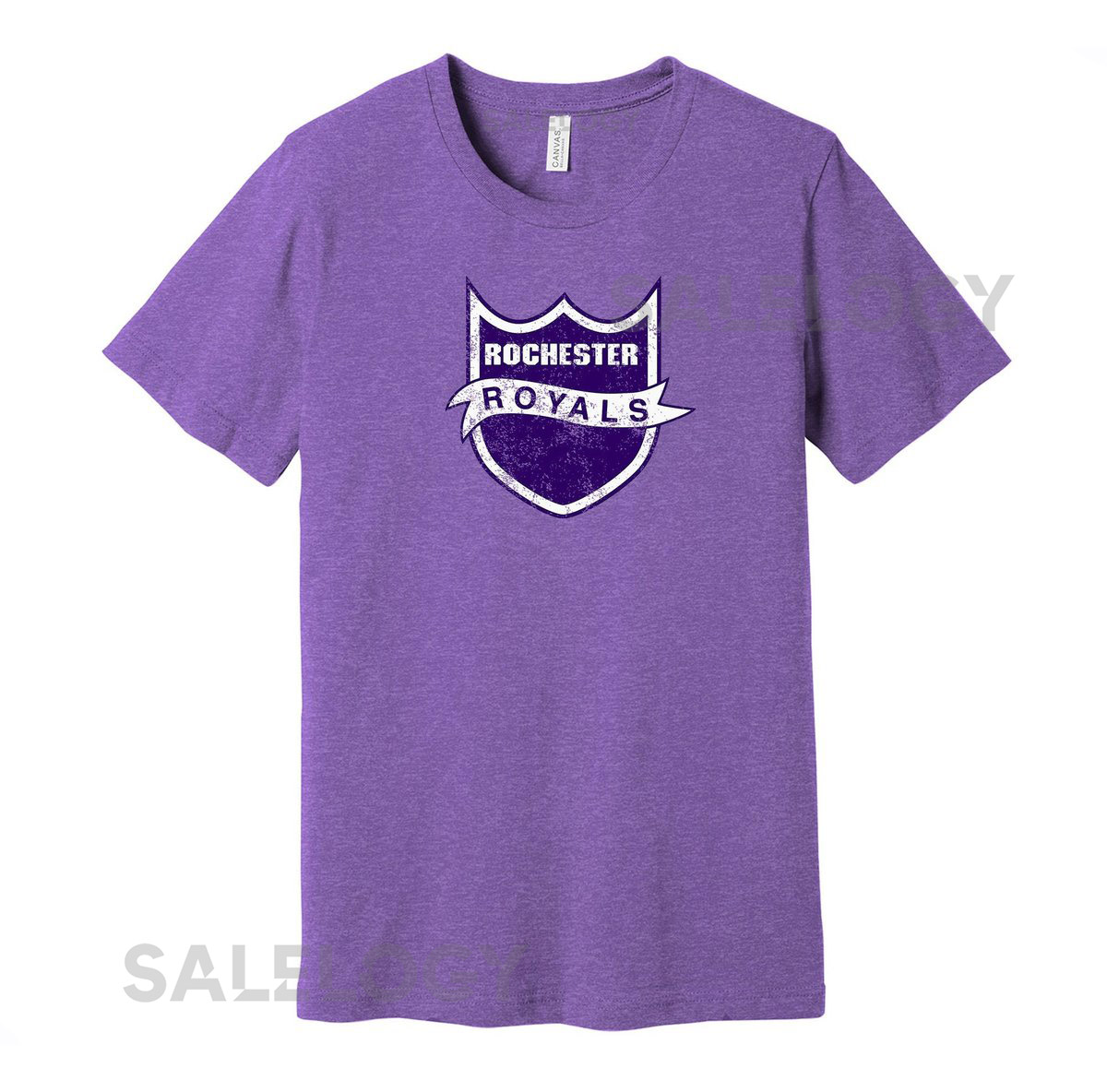 Rochester Royals Throwback Tee - Retro Distressed Logo Defunct Basketball Team S M L XL XXL 3XL Purple Black White Grey Color Choices_729